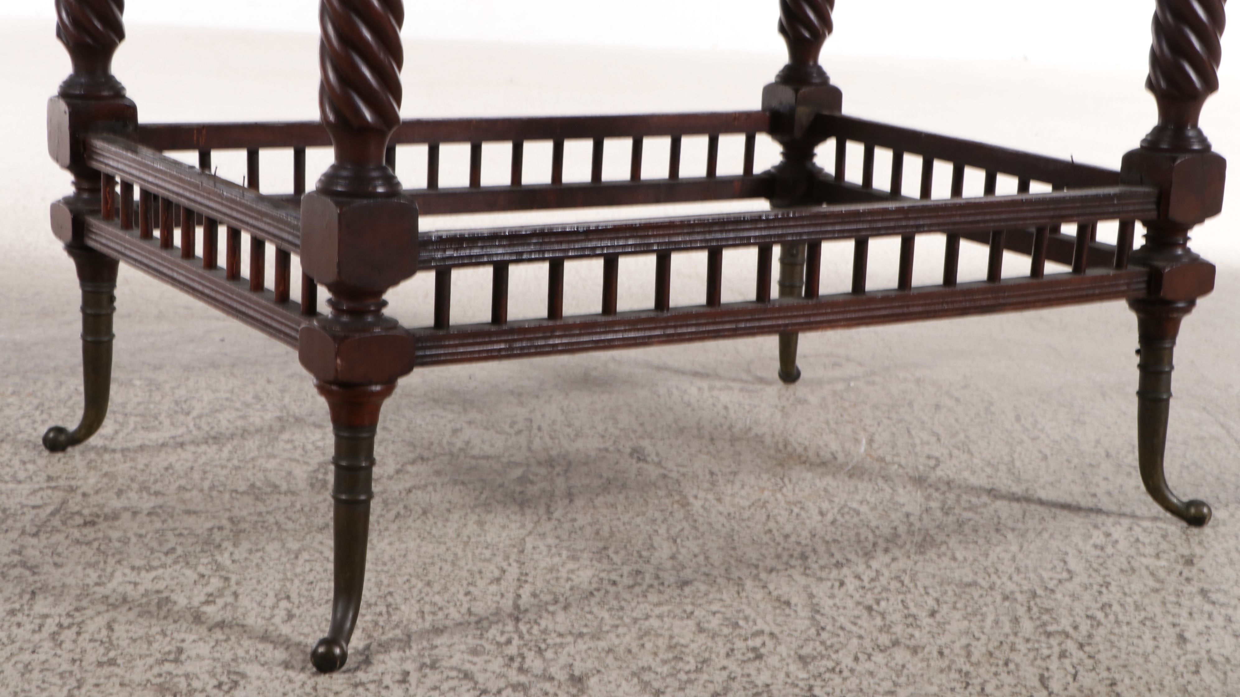 Jacobean Revival Oak Barley Twist with Fretwork End Table