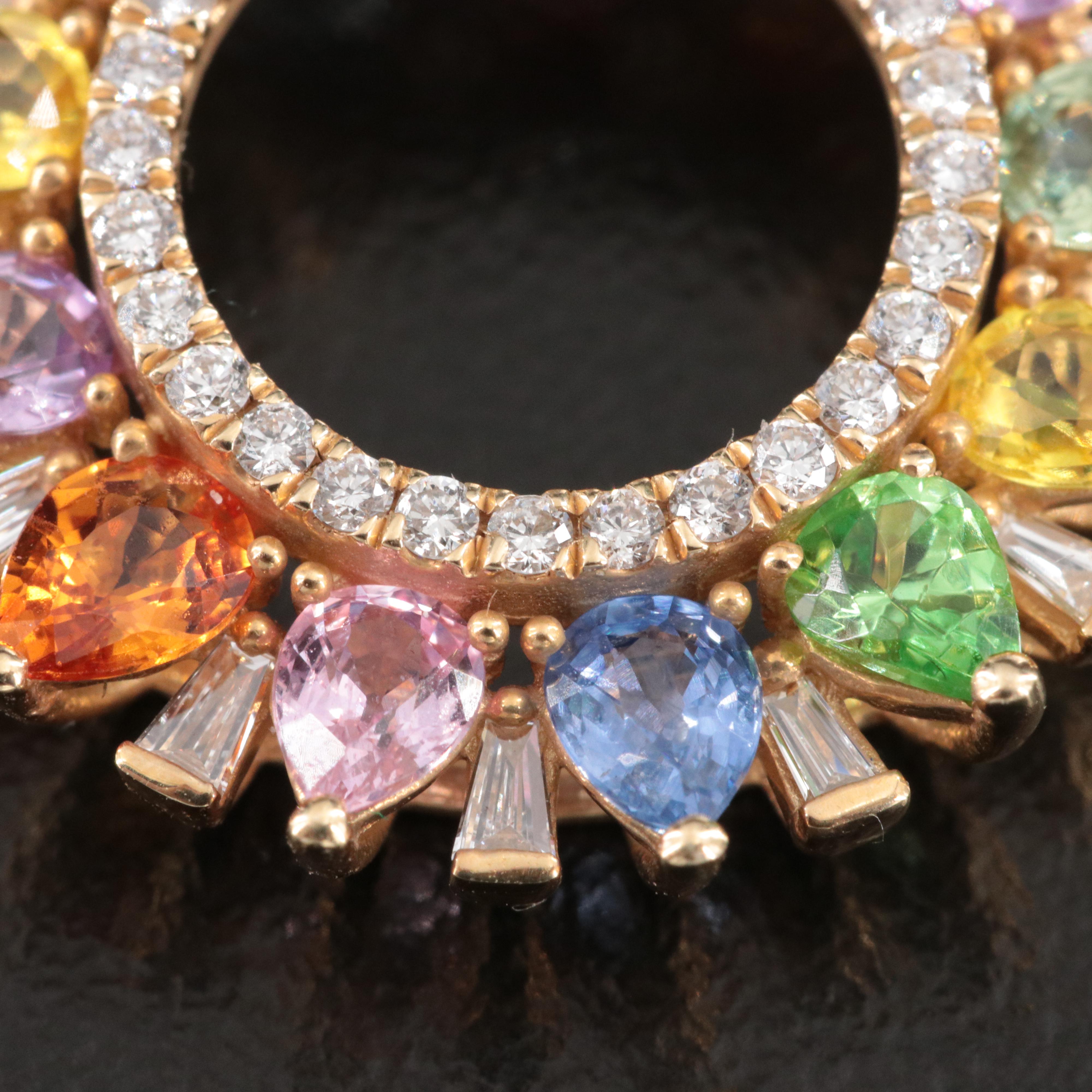 EFFY 14K Sapphire, Tsavorite and Diamond Round Pendant Necklace