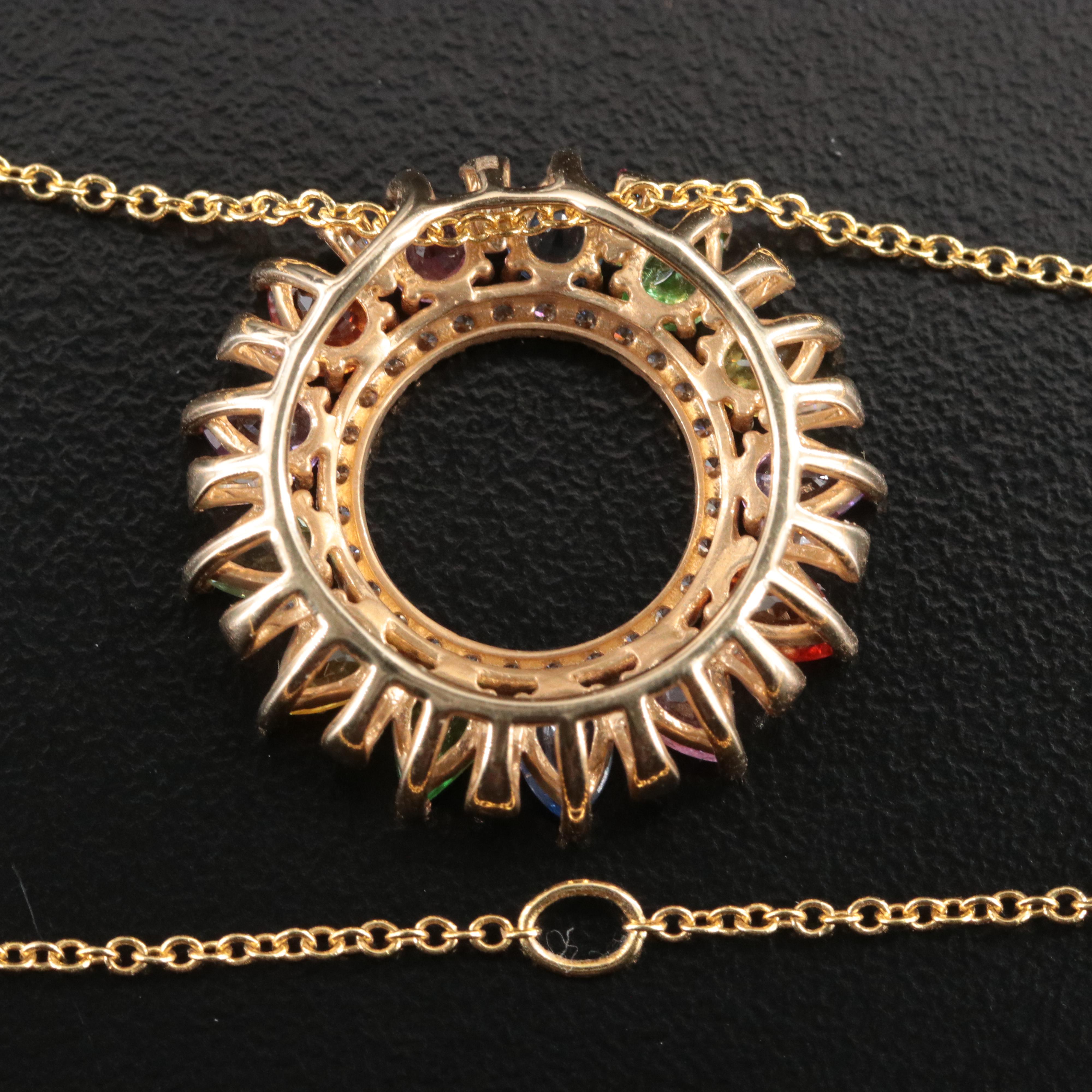 EFFY 14K Sapphire, Tsavorite and Diamond Round Pendant Necklace