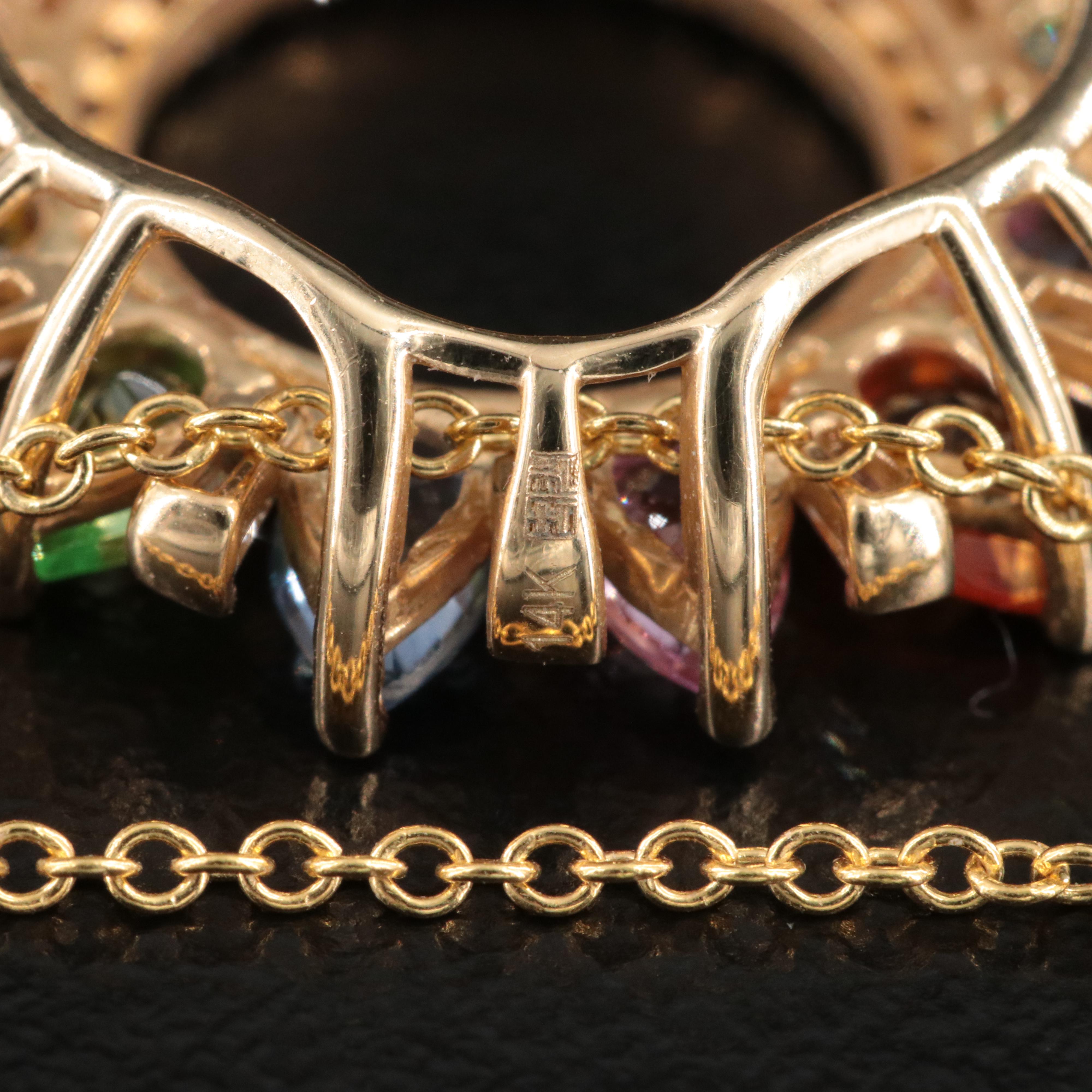 EFFY 14K Sapphire, Tsavorite and Diamond Round Pendant Necklace