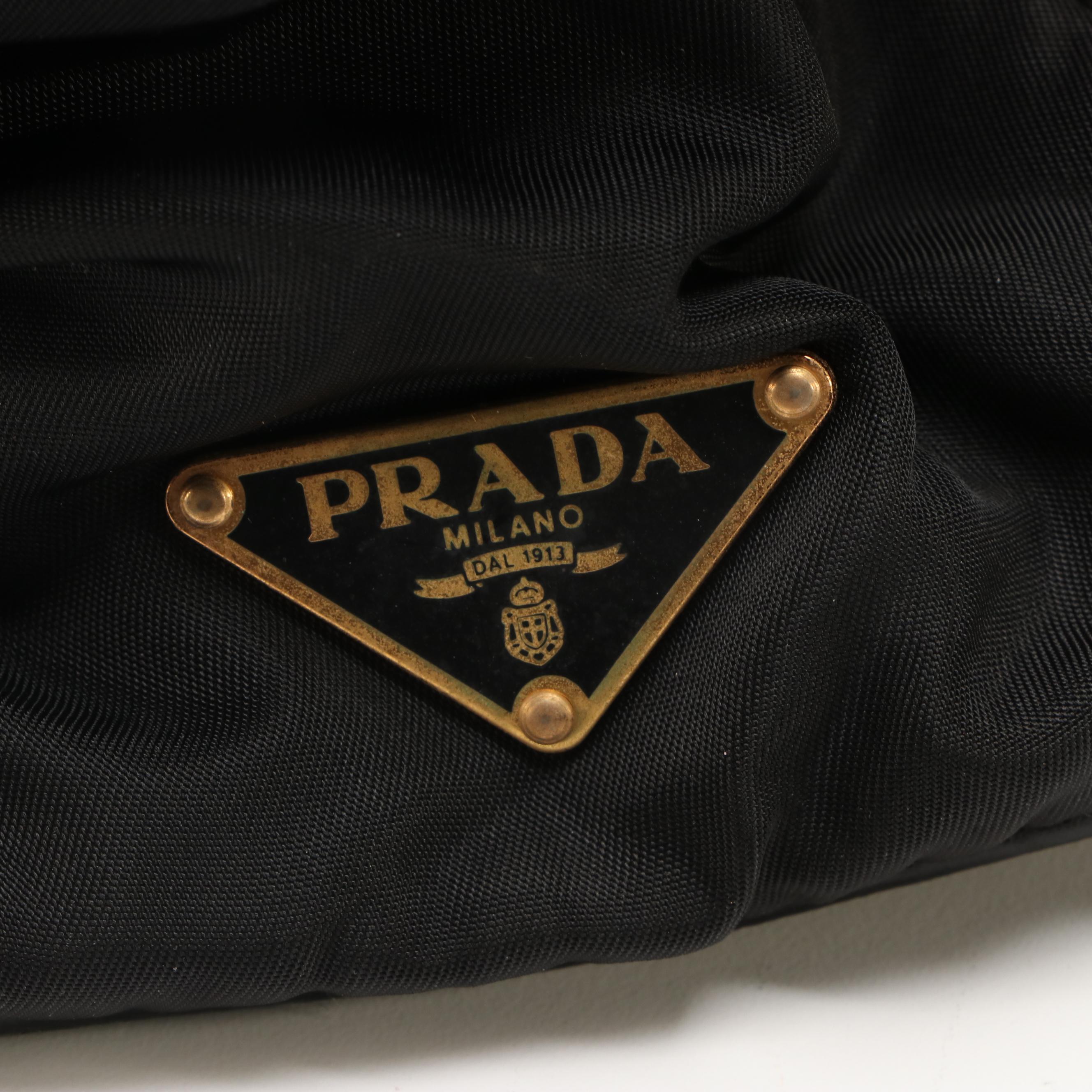 Prada Tessuto Black Leather and Nylon Tote Bag