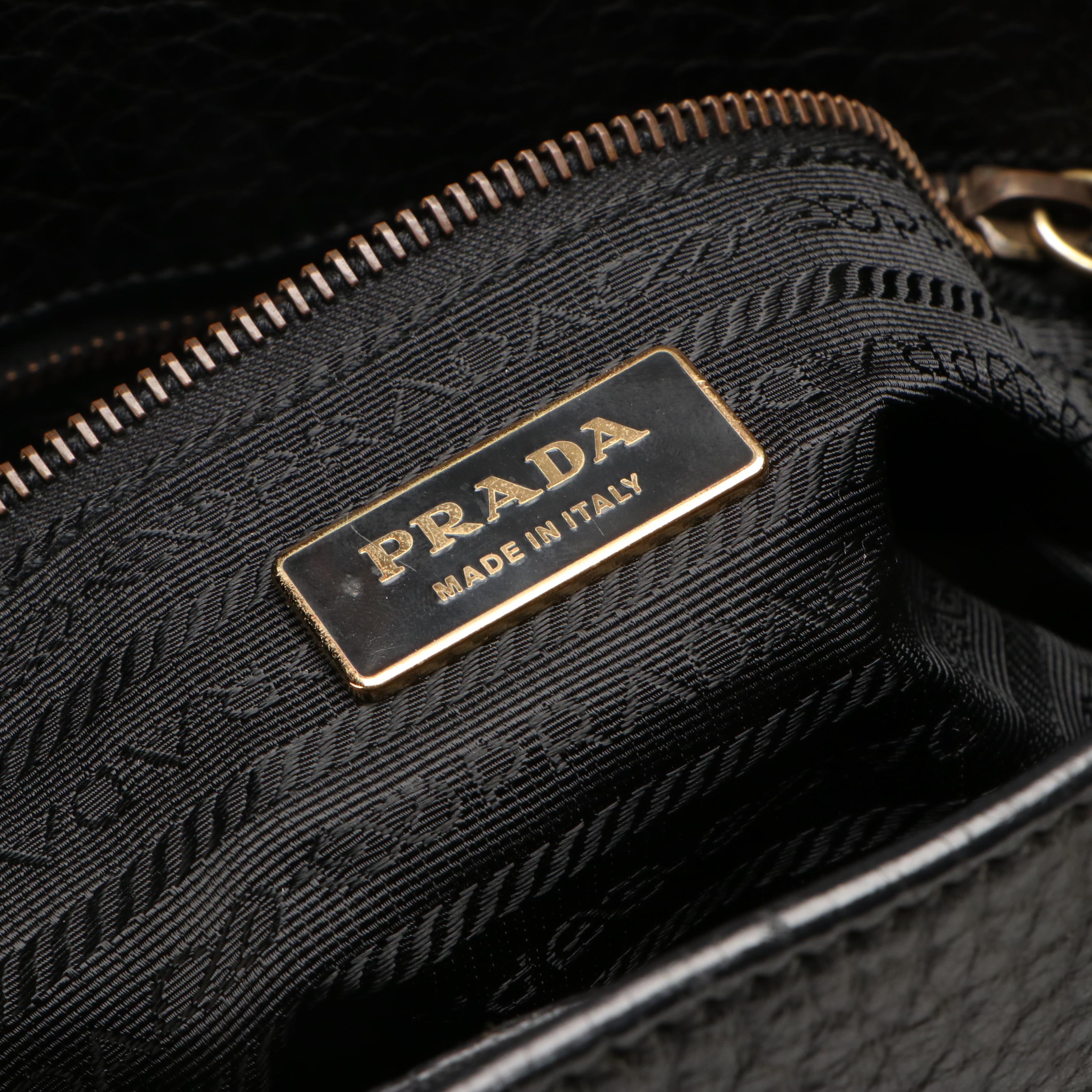 Prada Tessuto Black Leather and Nylon Tote Bag