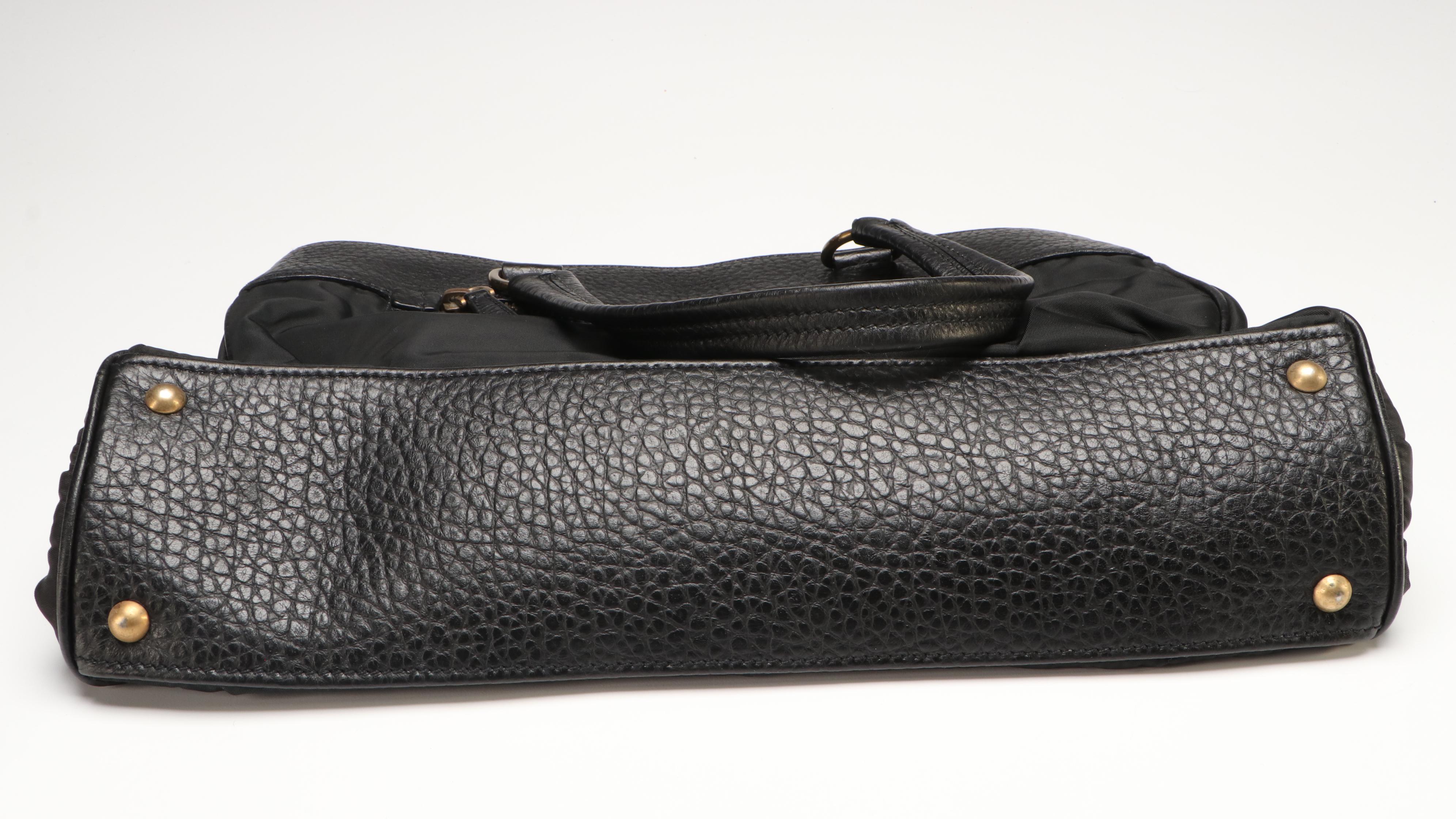 Prada Tessuto Black Leather and Nylon Tote Bag