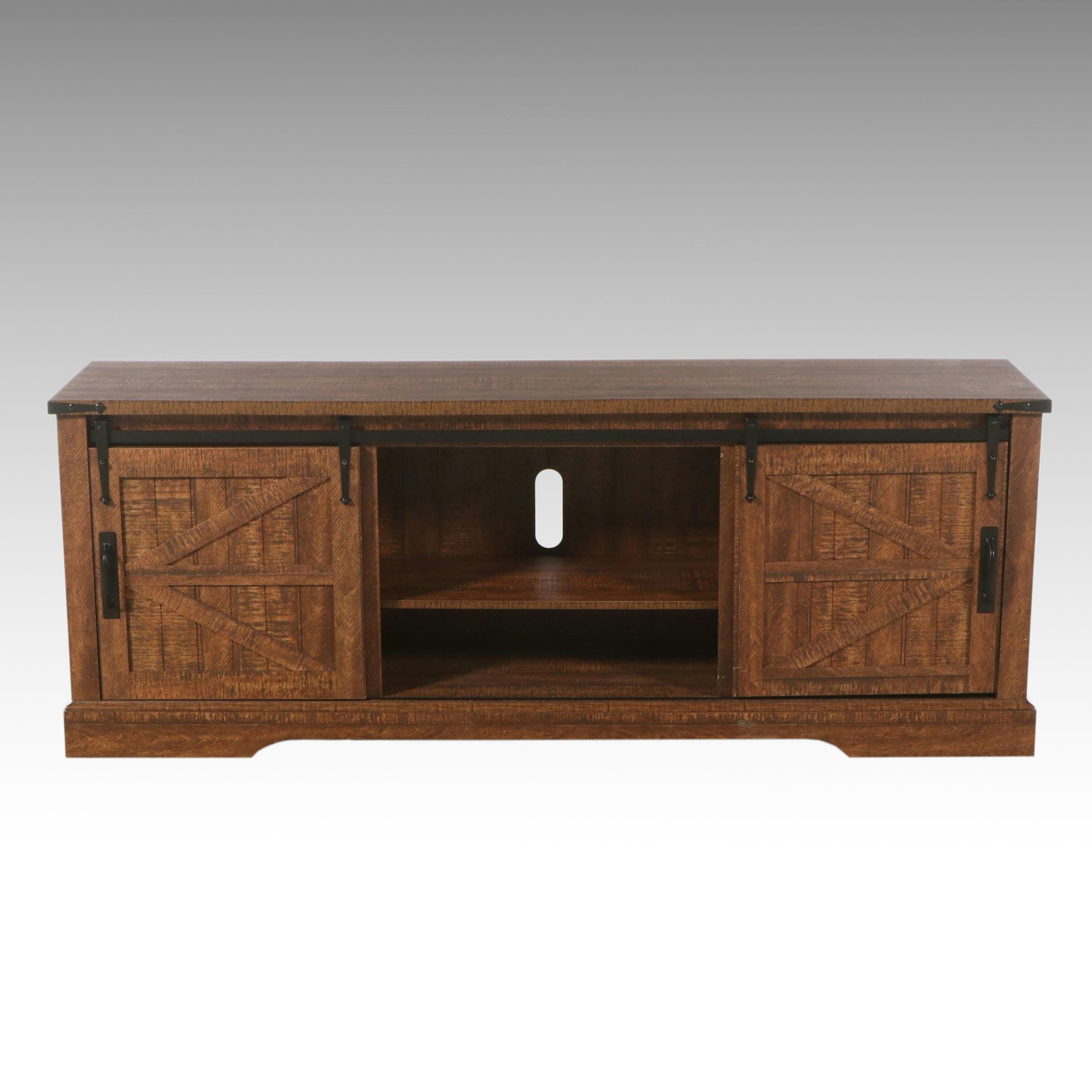 Farmhouse Style Barn Door TV Console Cabinet