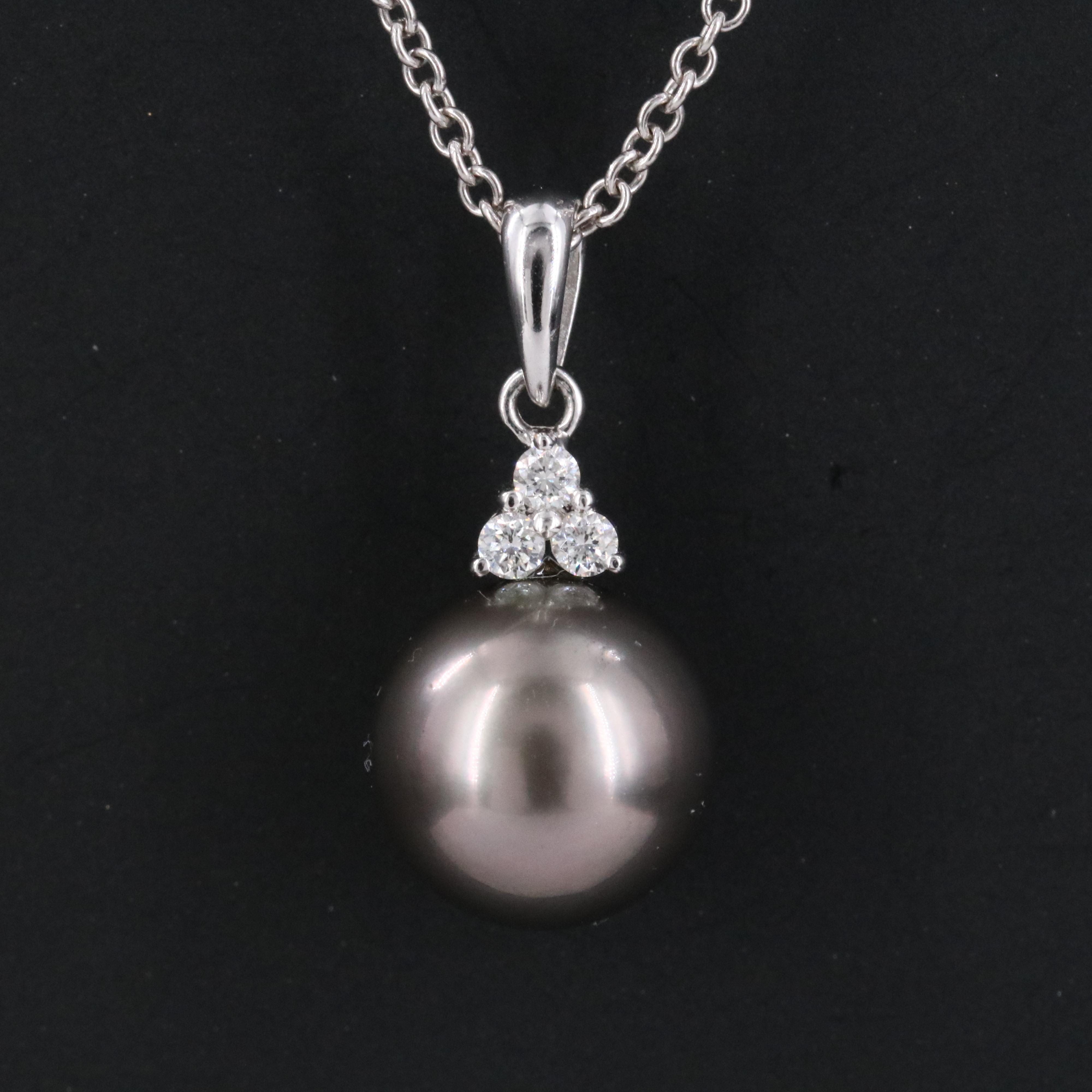 14K Pearl and Diamond Pendant Necklace