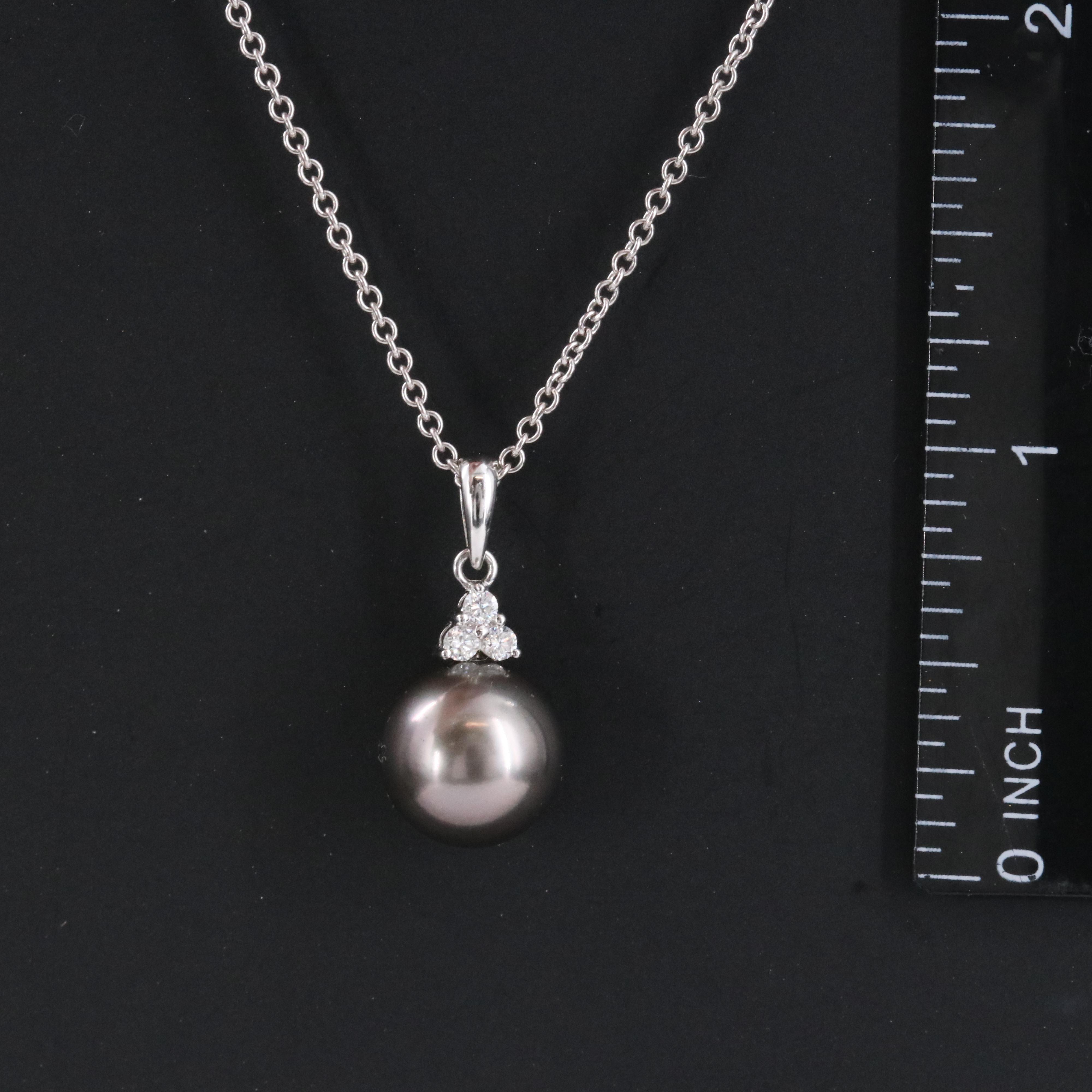 14K Pearl and Diamond Pendant Necklace