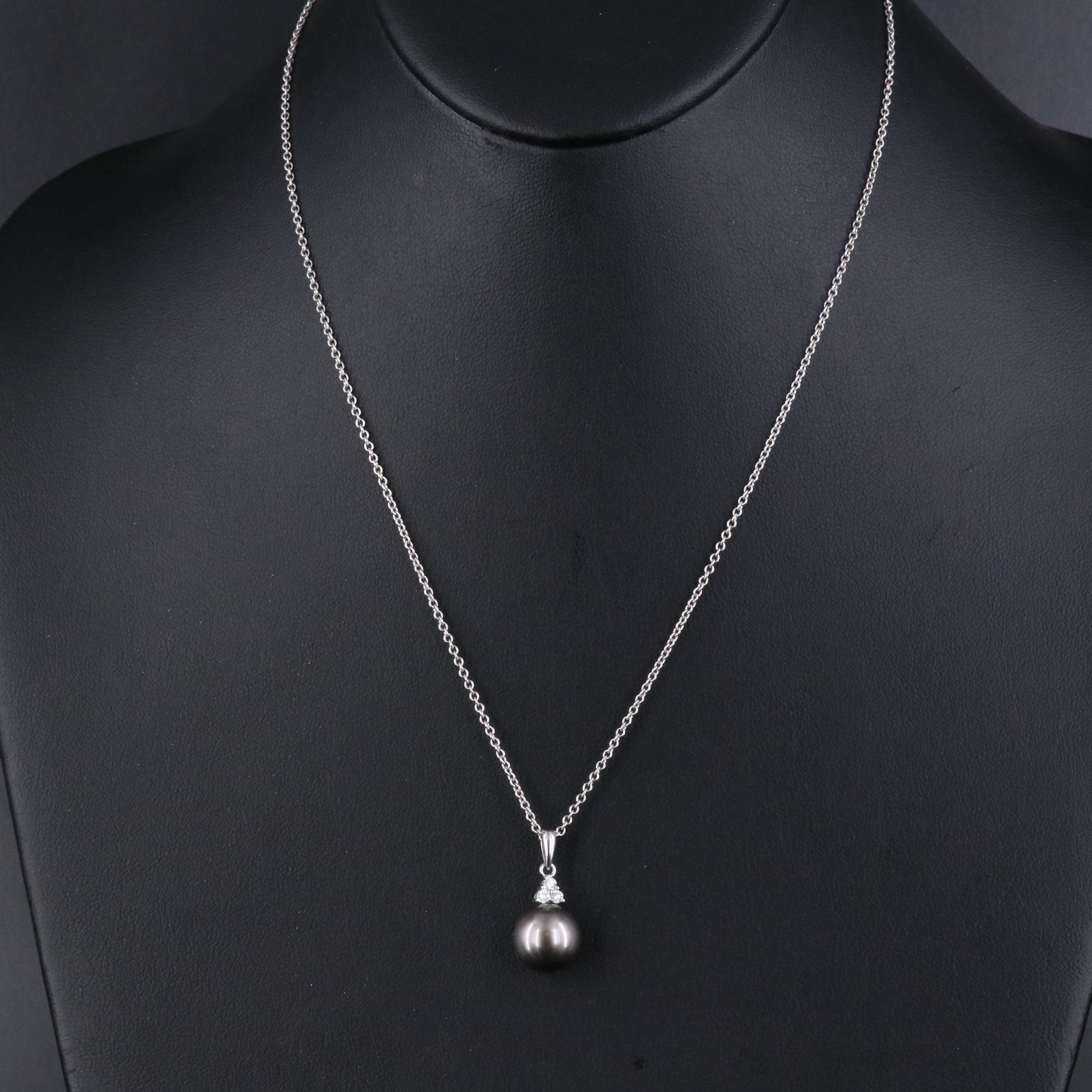 14K Pearl and Diamond Pendant Necklace