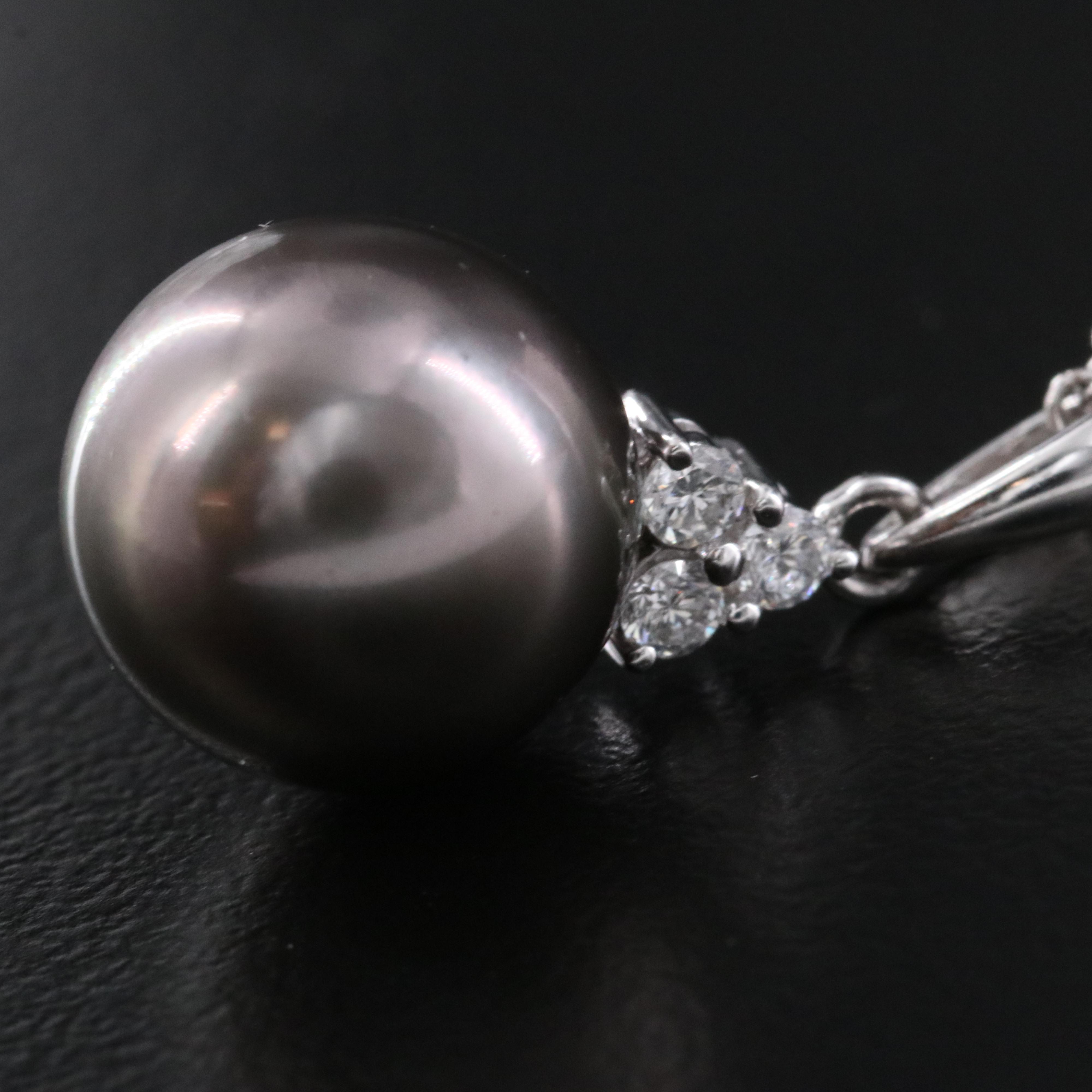 14K Pearl and Diamond Pendant Necklace