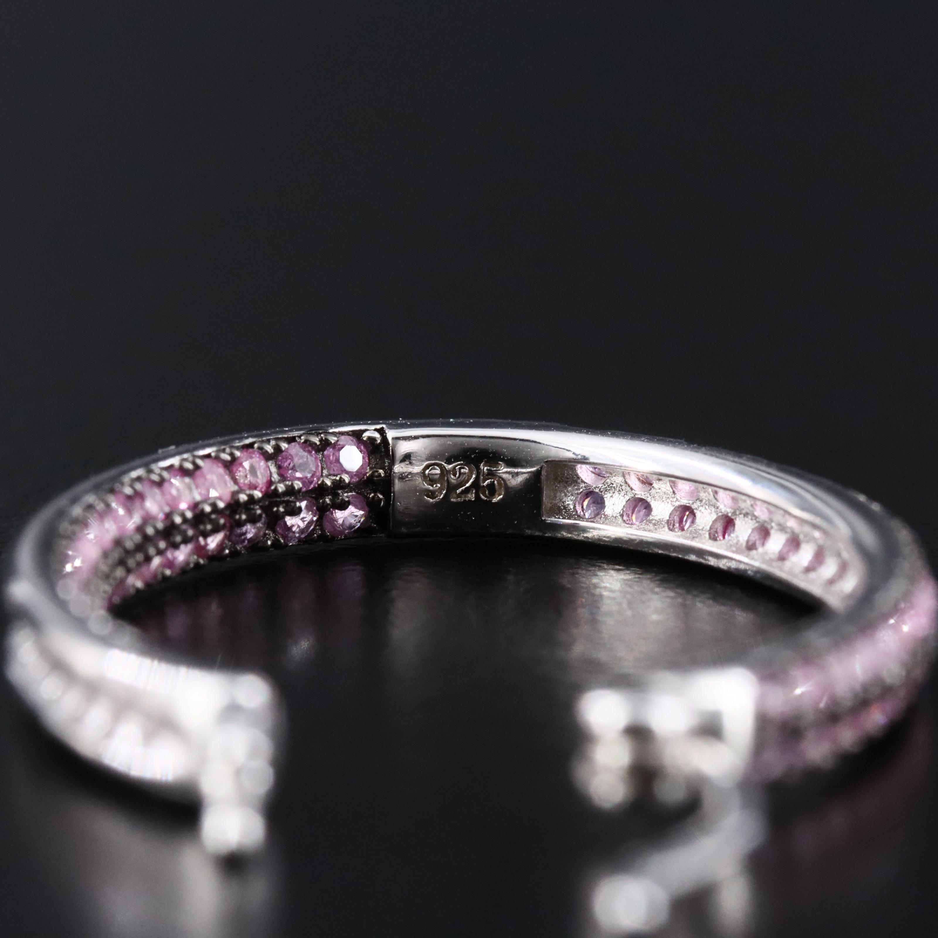 Sterling Pink Sapphire Inside-Out Hoop Earrings