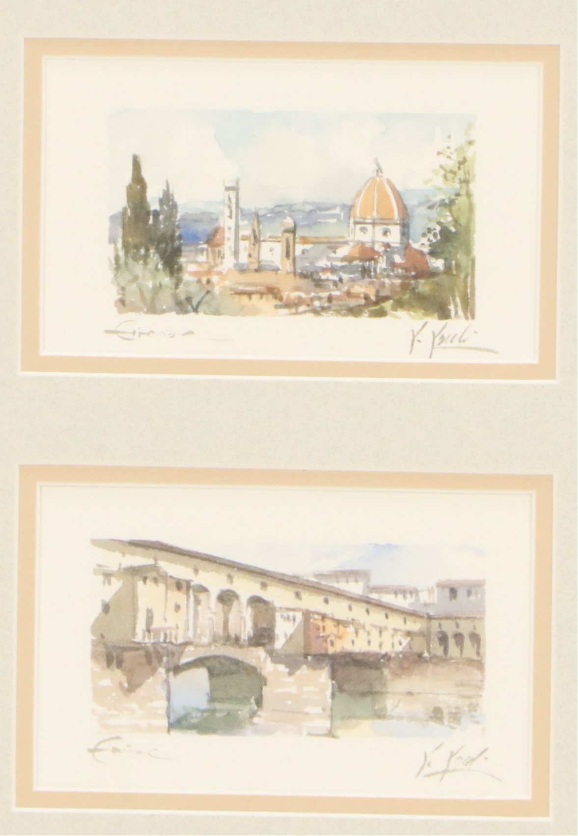 Miniature Watercolor Paintings of Italian Cityscapes, Late 20th to 21st Century