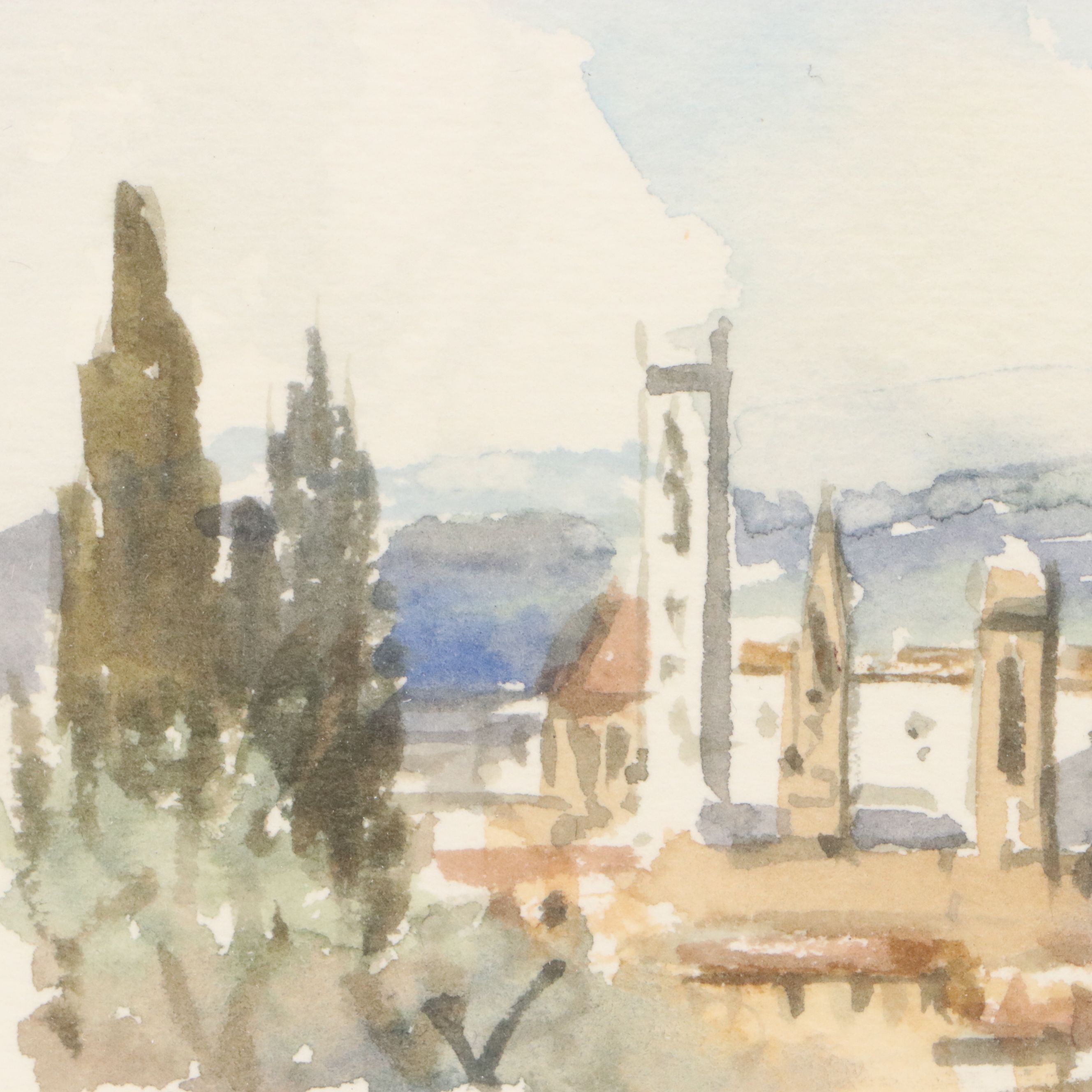 Miniature Watercolor Paintings of Italian Cityscapes, Late 20th to 21st Century
