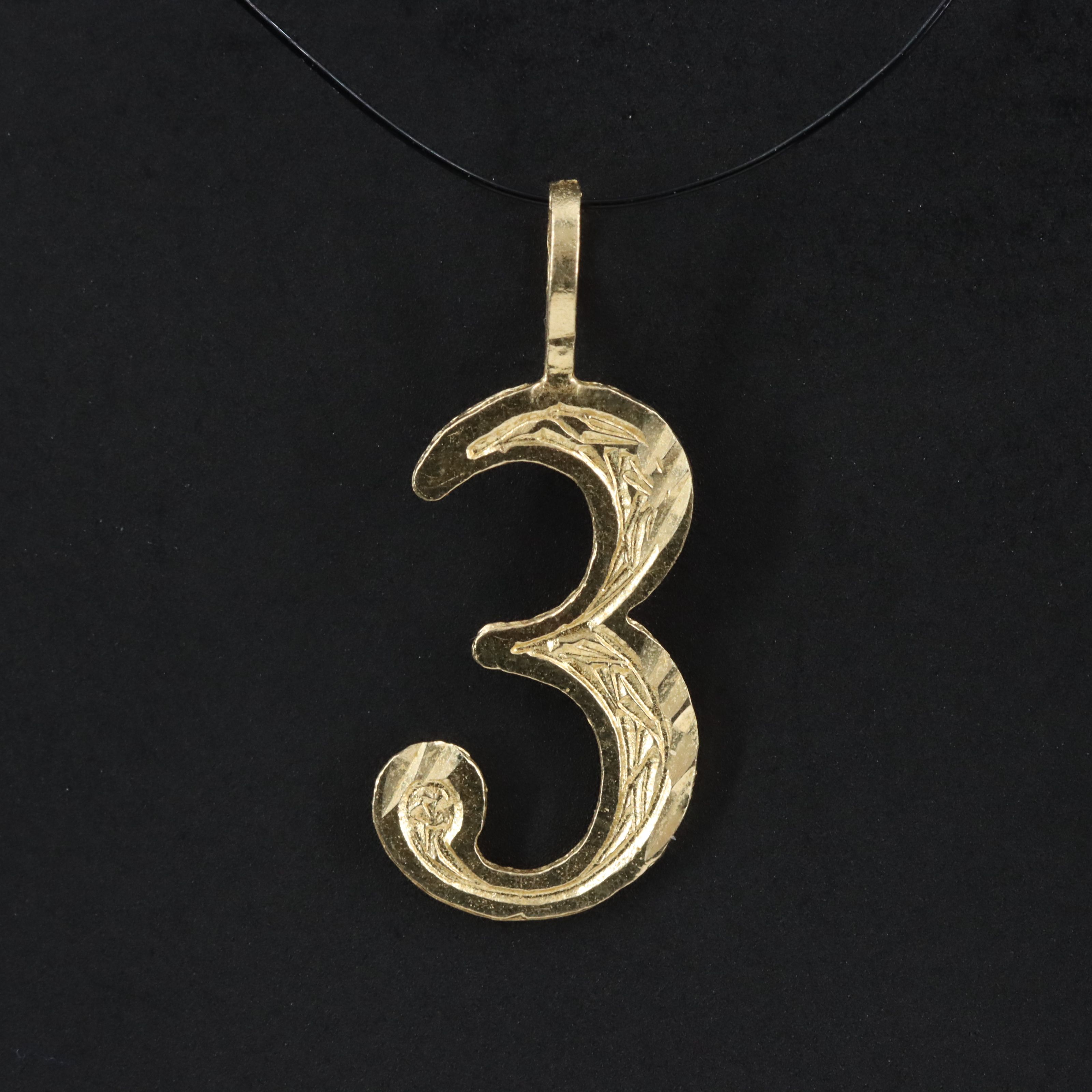 14K "3" Pendant