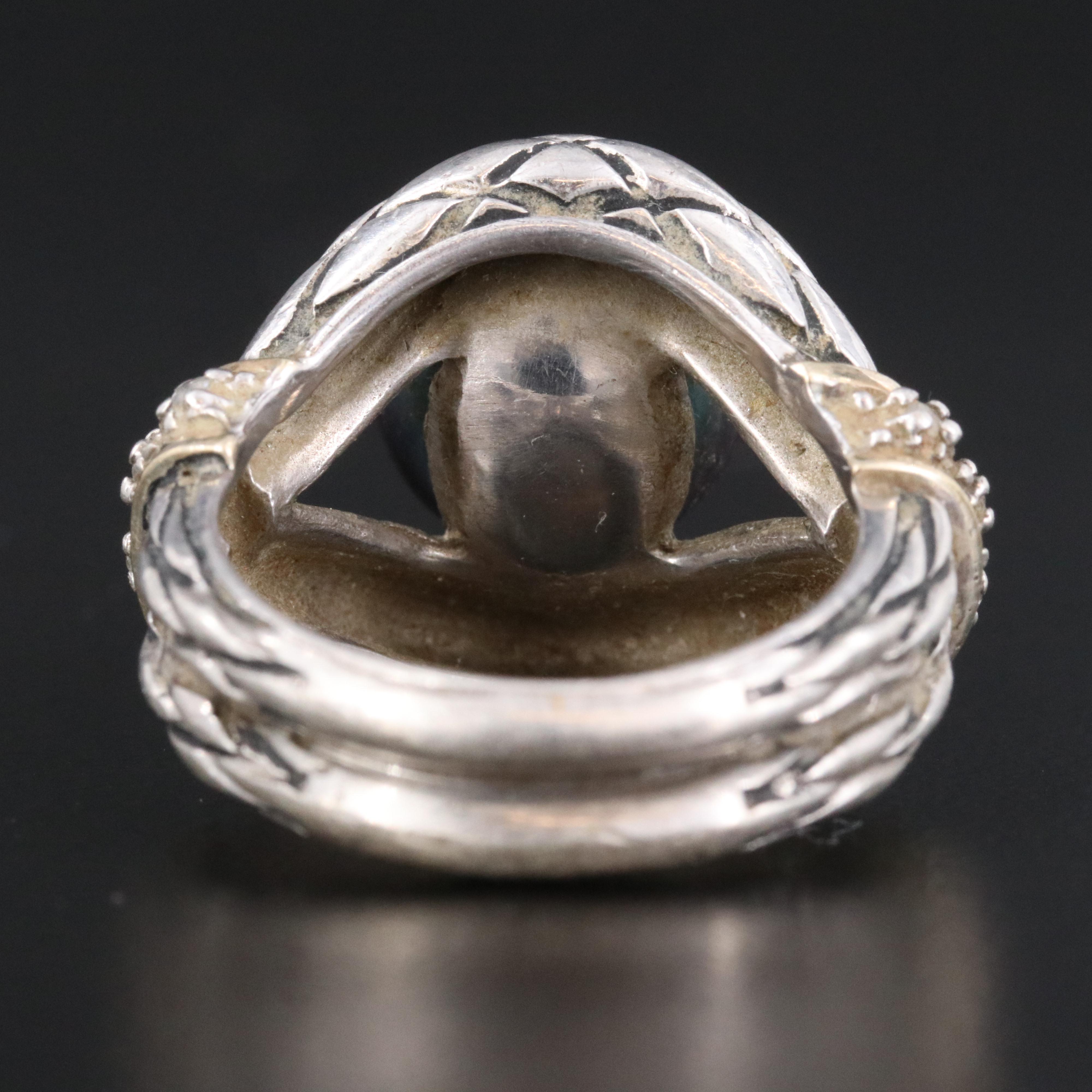 Sterling Pearl and Diamond Ring with 14K Accent