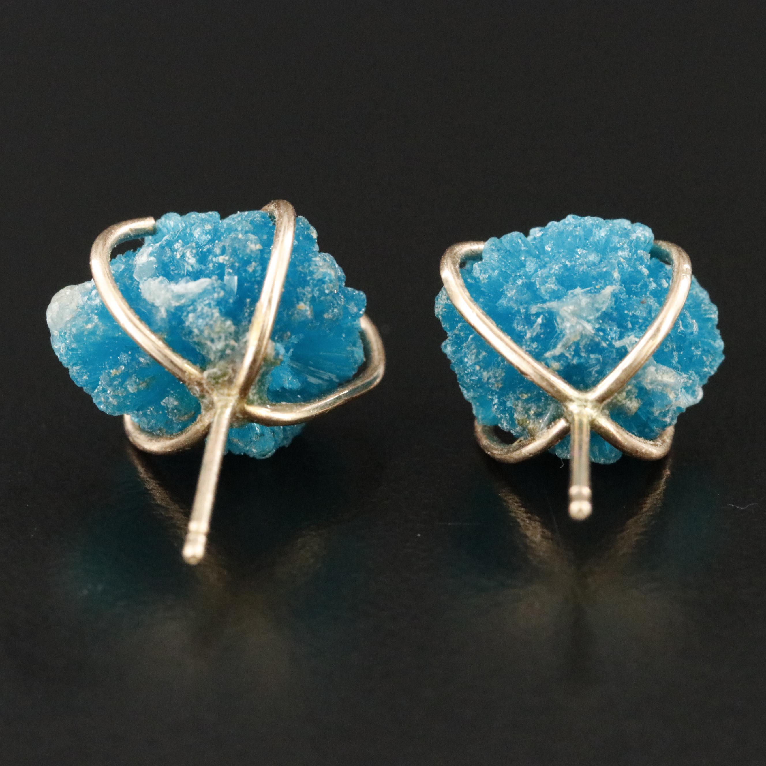 14K Rough Apatite Earrings