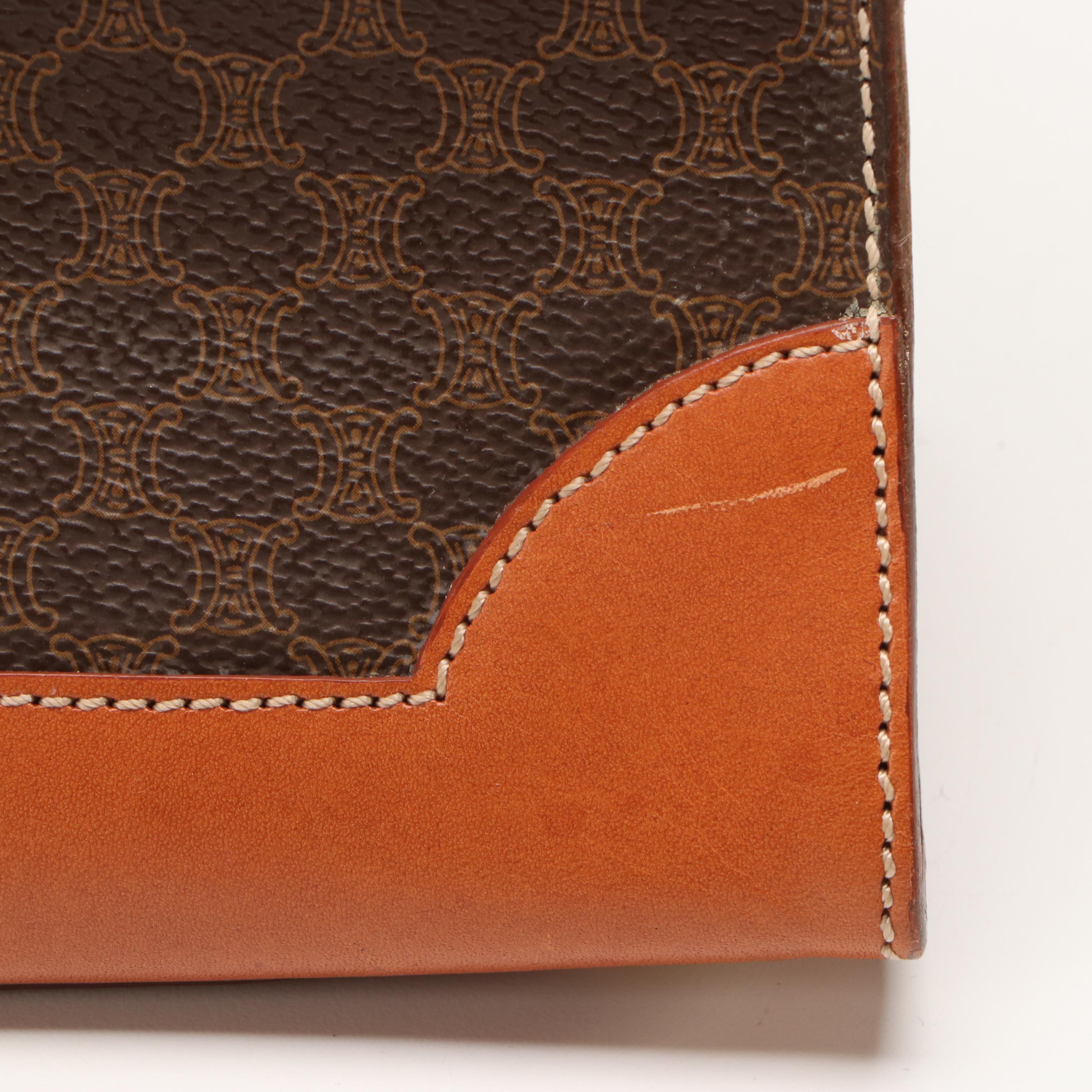 Celine Macadam Coated Canvas and Leather Handbag