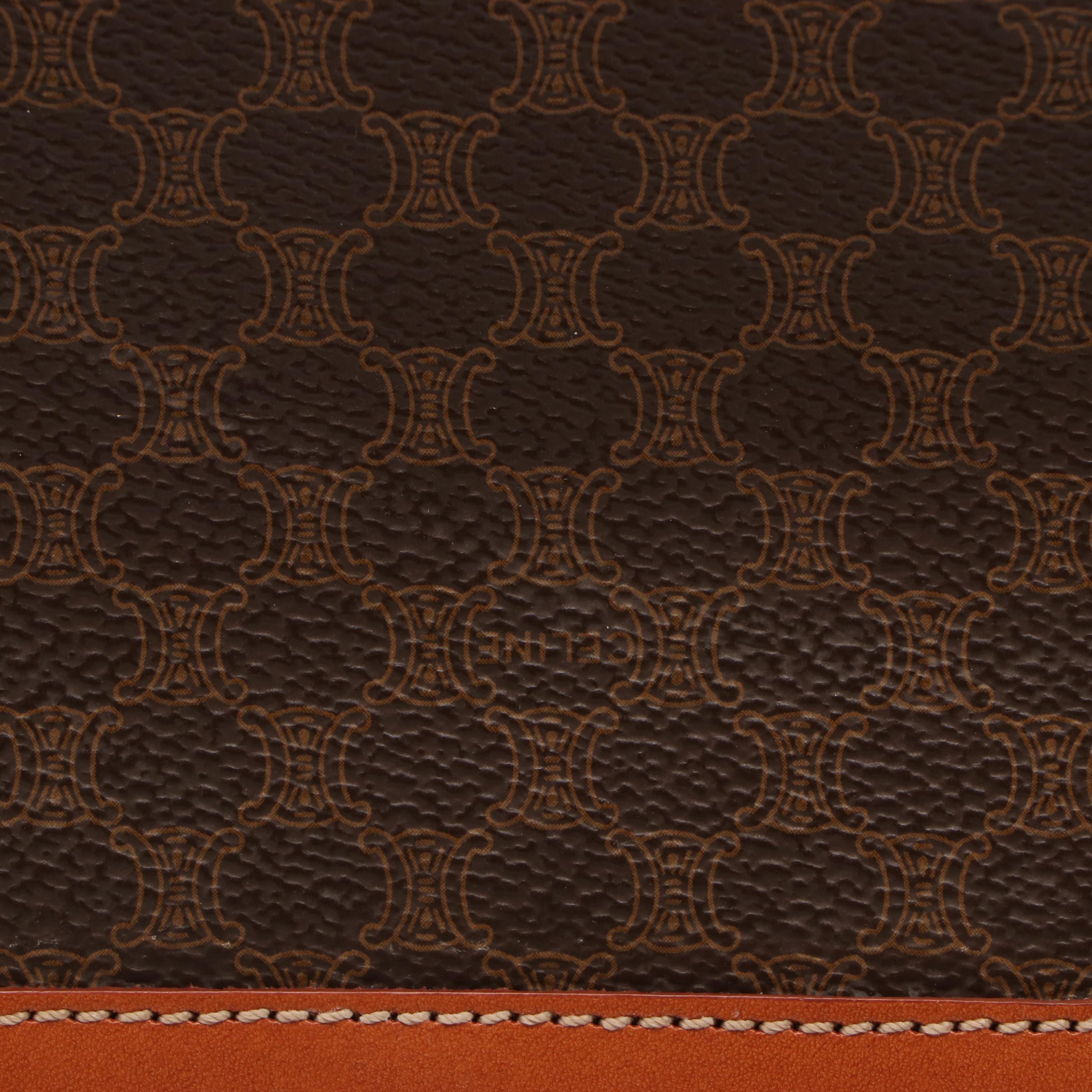 Celine Macadam Coated Canvas and Leather Handbag