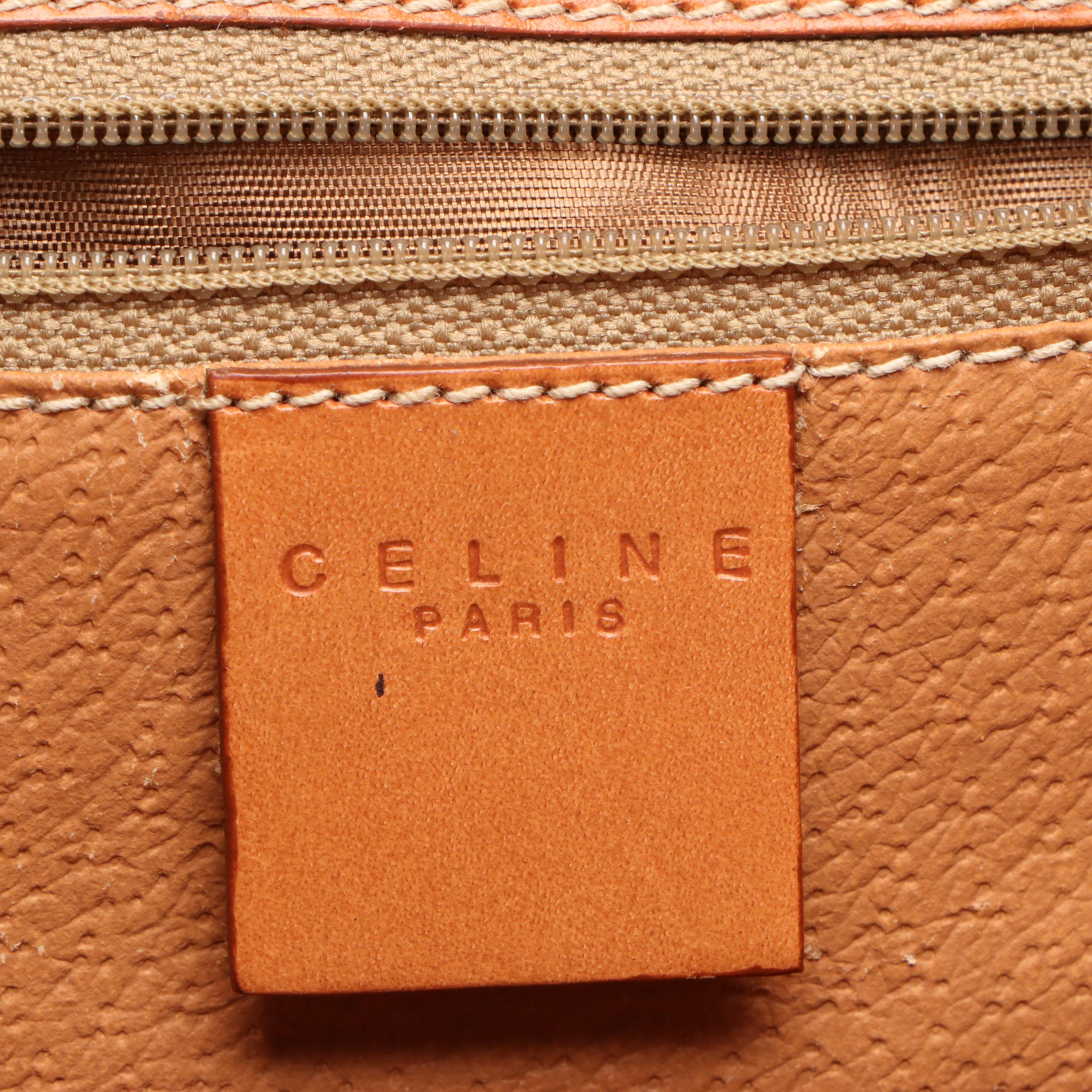Celine Macadam Coated Canvas and Leather Handbag