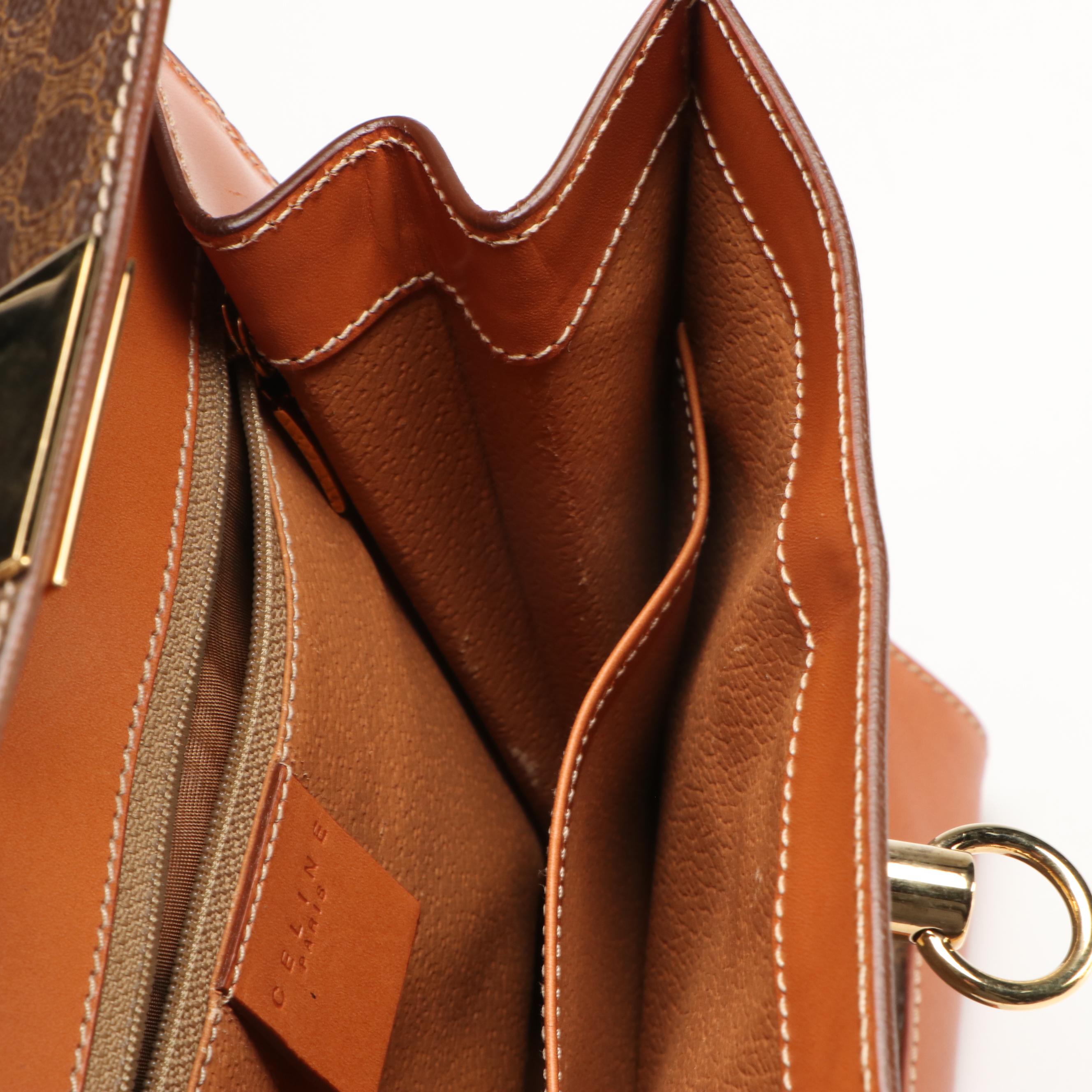 Celine Macadam Coated Canvas and Leather Handbag