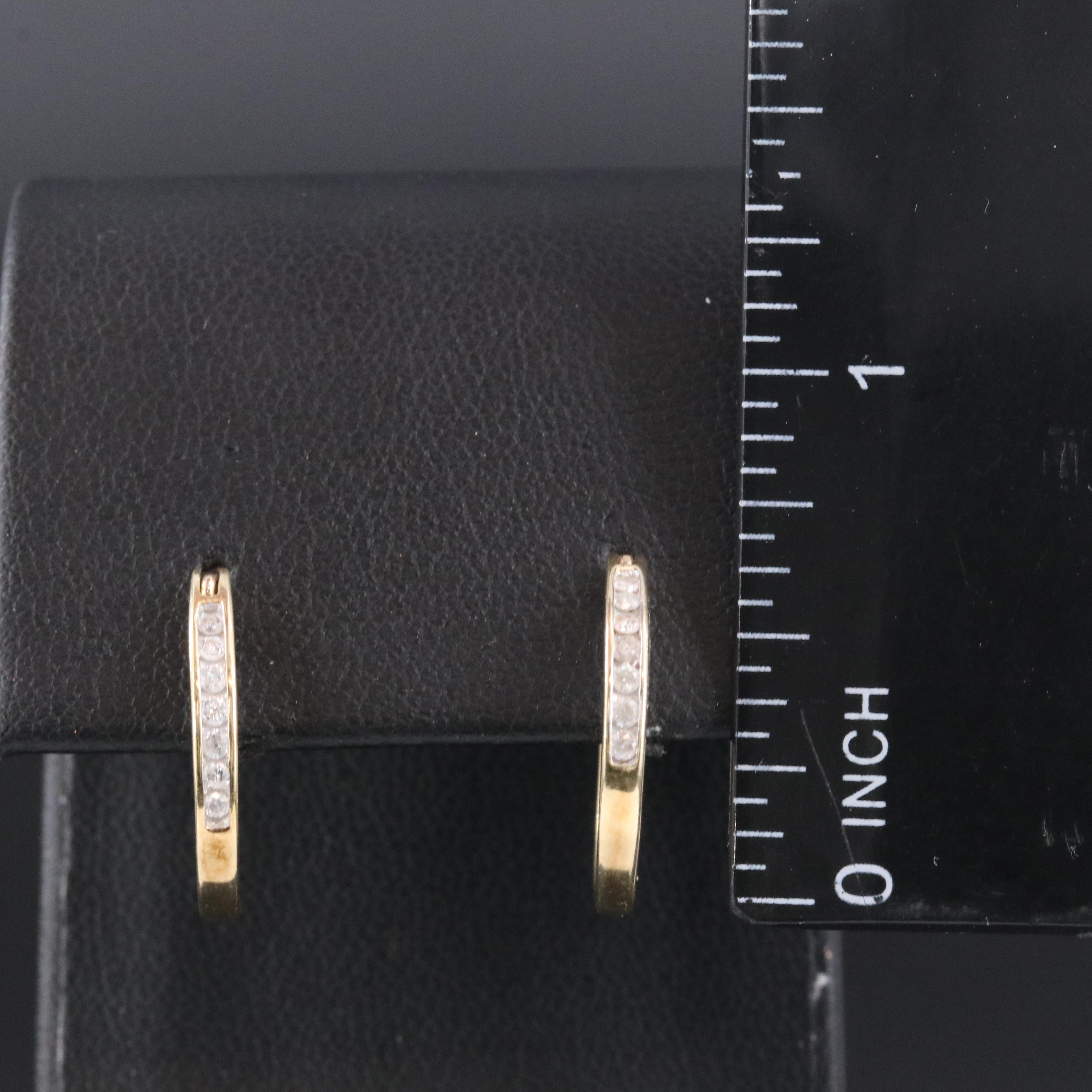 10K 0.21 CTW Diamond Hoop Earrings