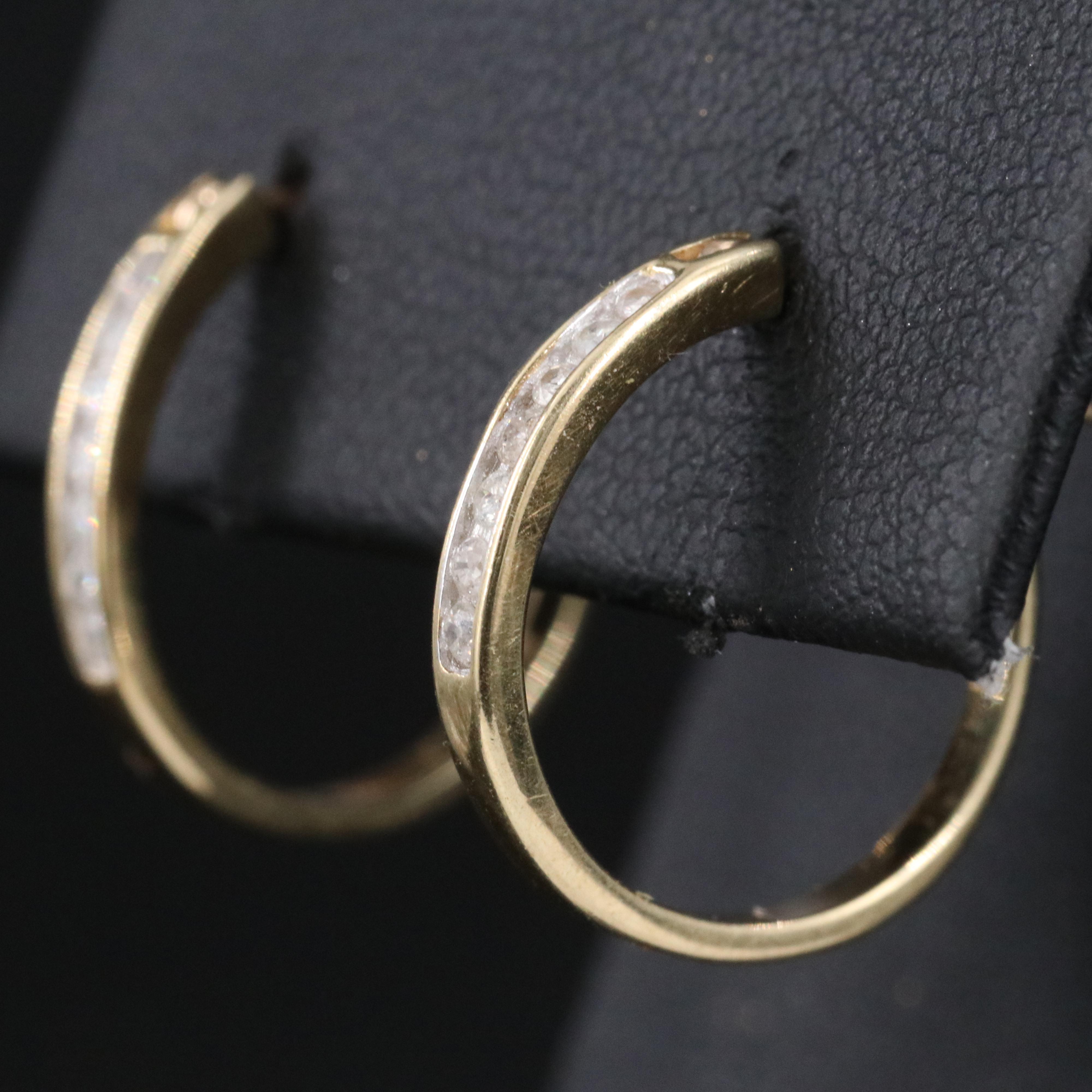 10K 0.21 CTW Diamond Hoop Earrings