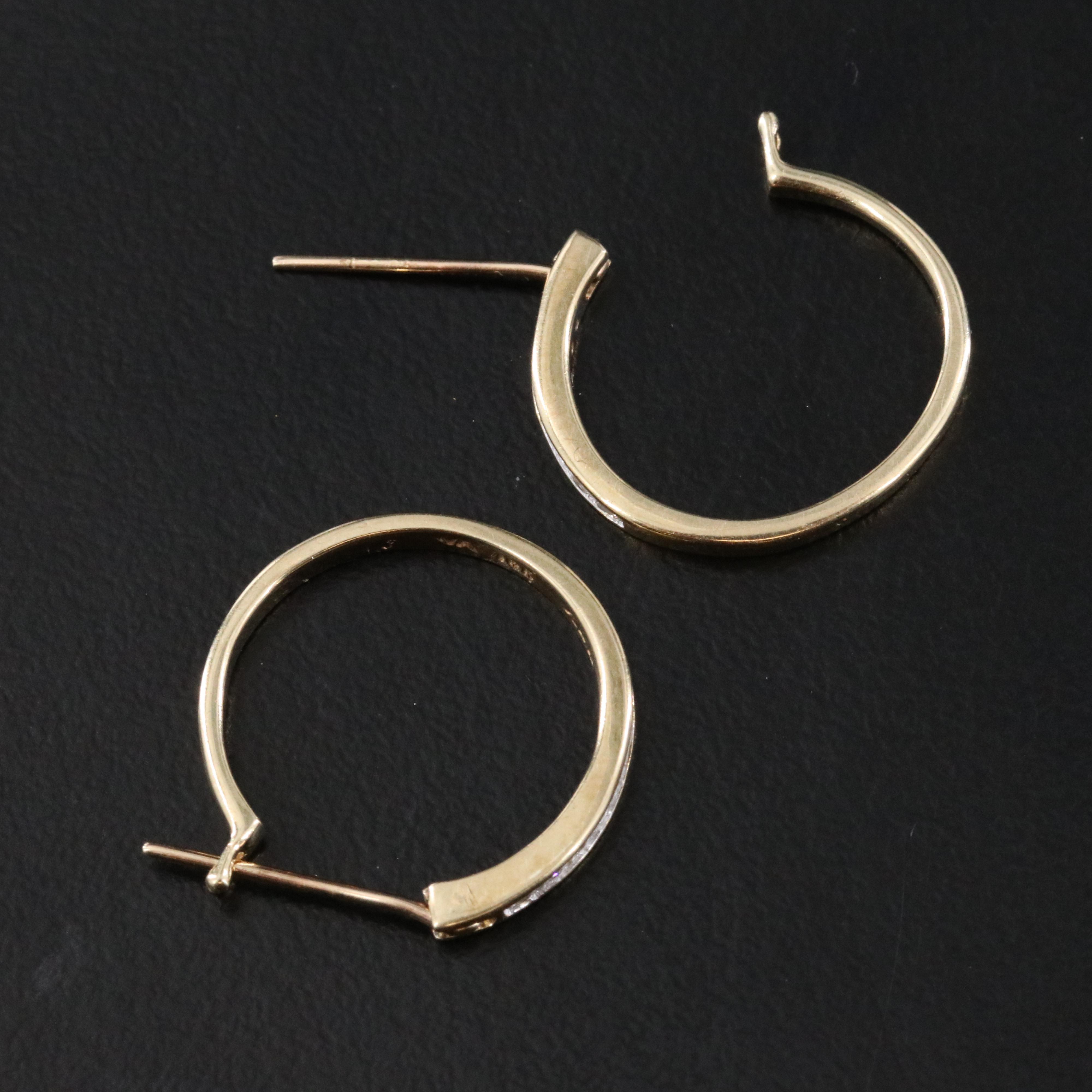 10K 0.21 CTW Diamond Hoop Earrings