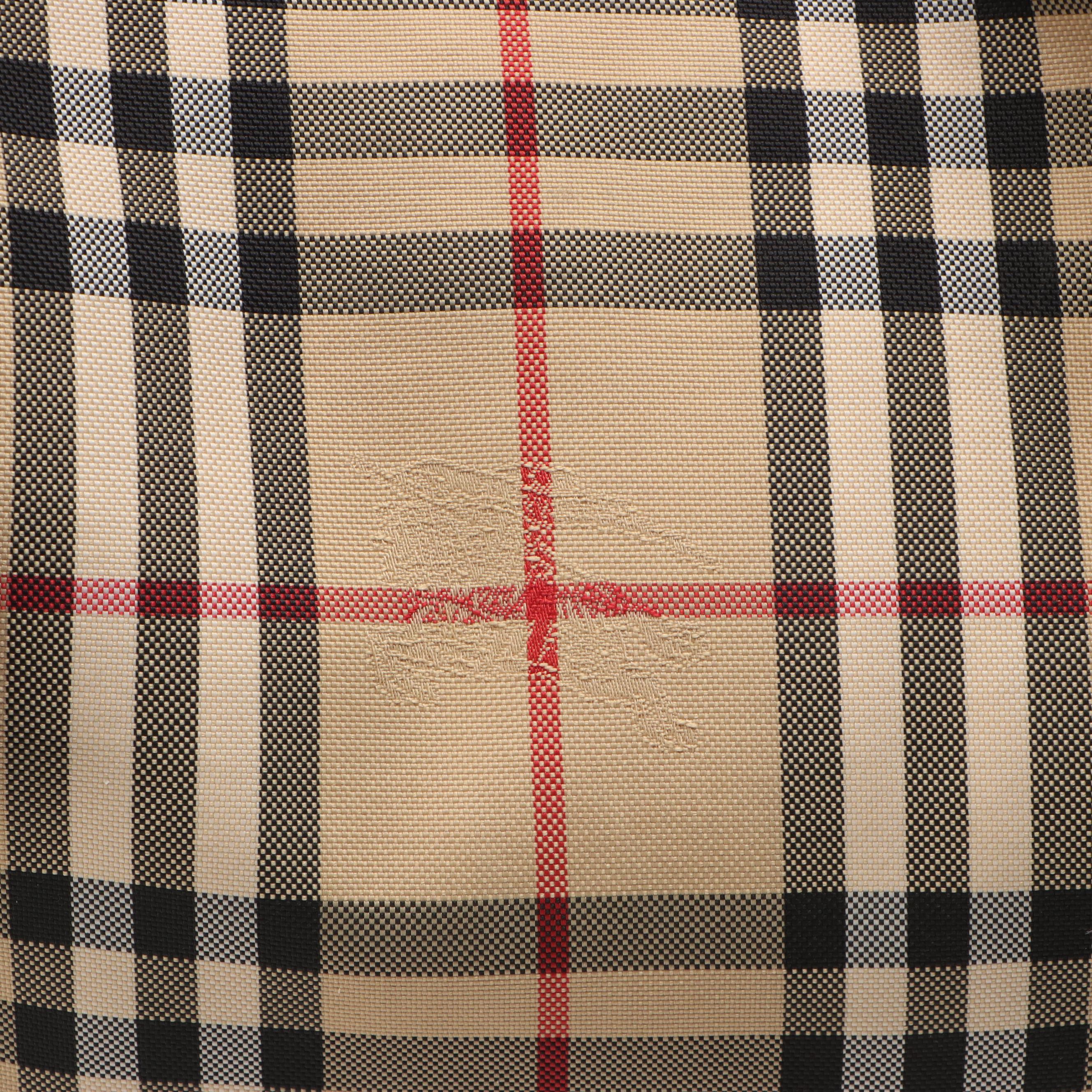 Burberry Horseferry Coated Canvas and Red Leather Totebag