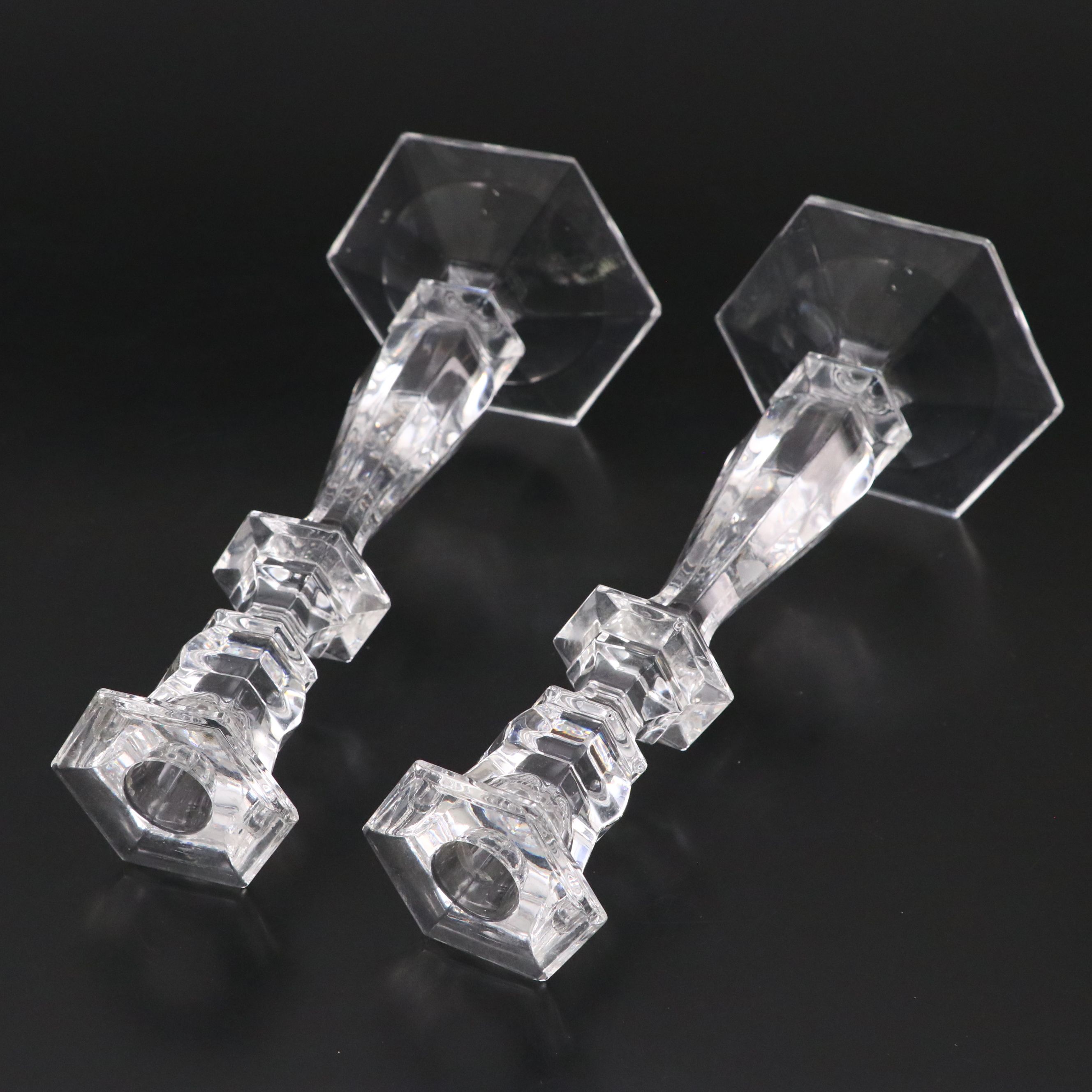 Imperial Estate Crystal Candlesticks with Three-Point Crystal Bowl