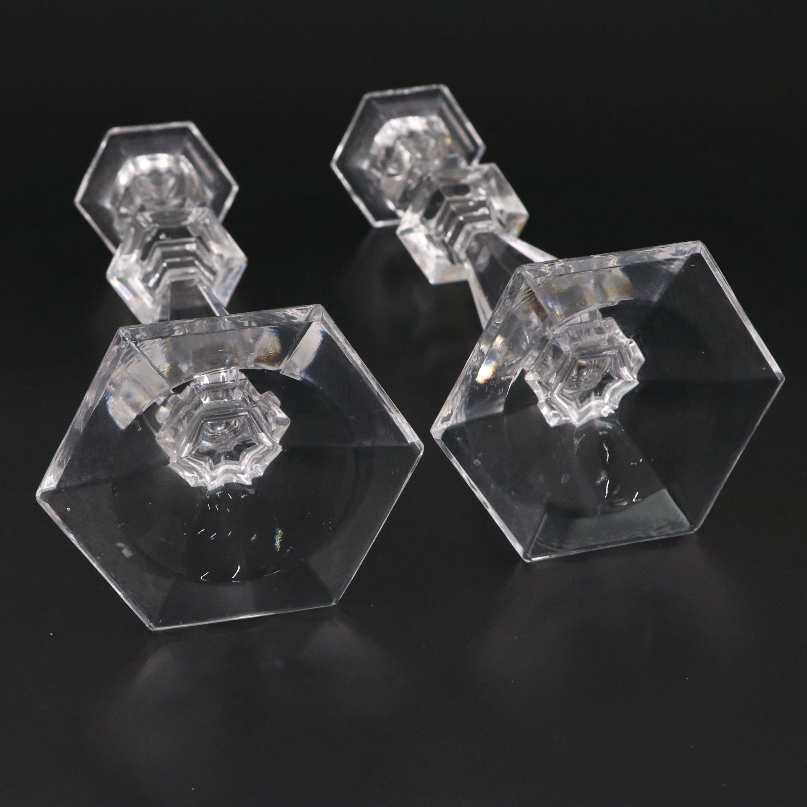 Imperial Estate Crystal Candlesticks with Three-Point Crystal Bowl