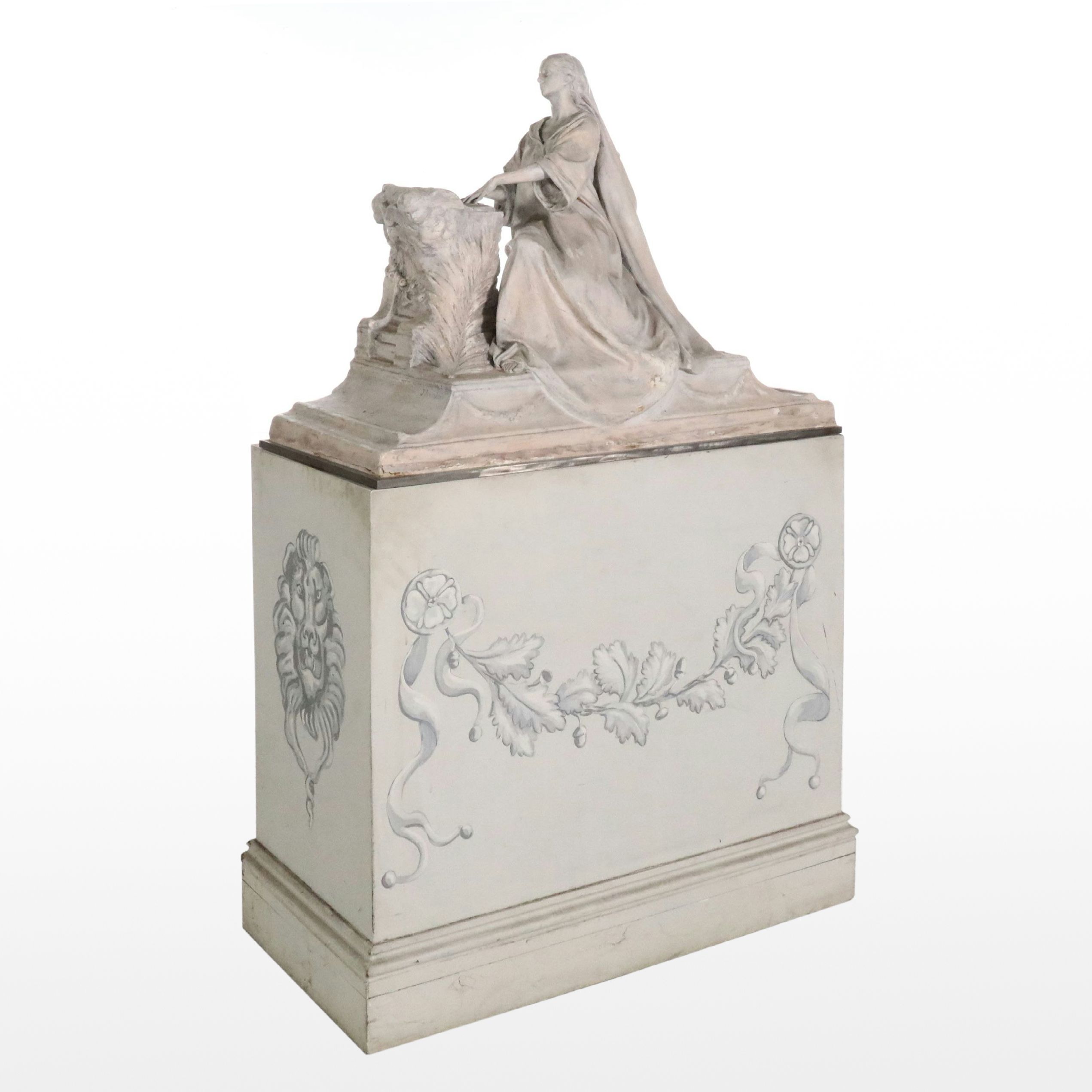 Jules Jourdain Painted Plaster Sculpture of Seated Woman, 19th Century