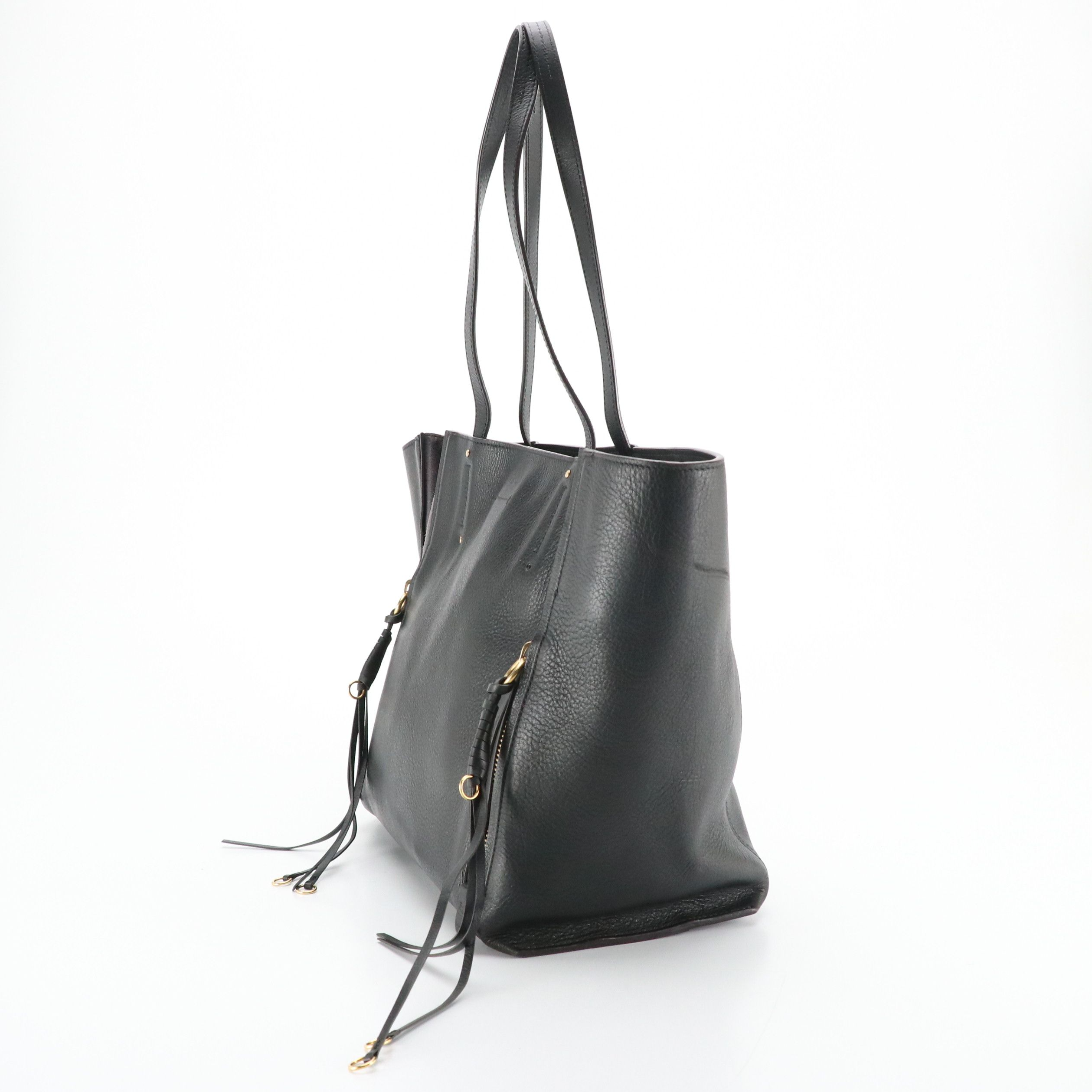 Chloé Milo Medium Shopper Tote in Black Leather and Suede
