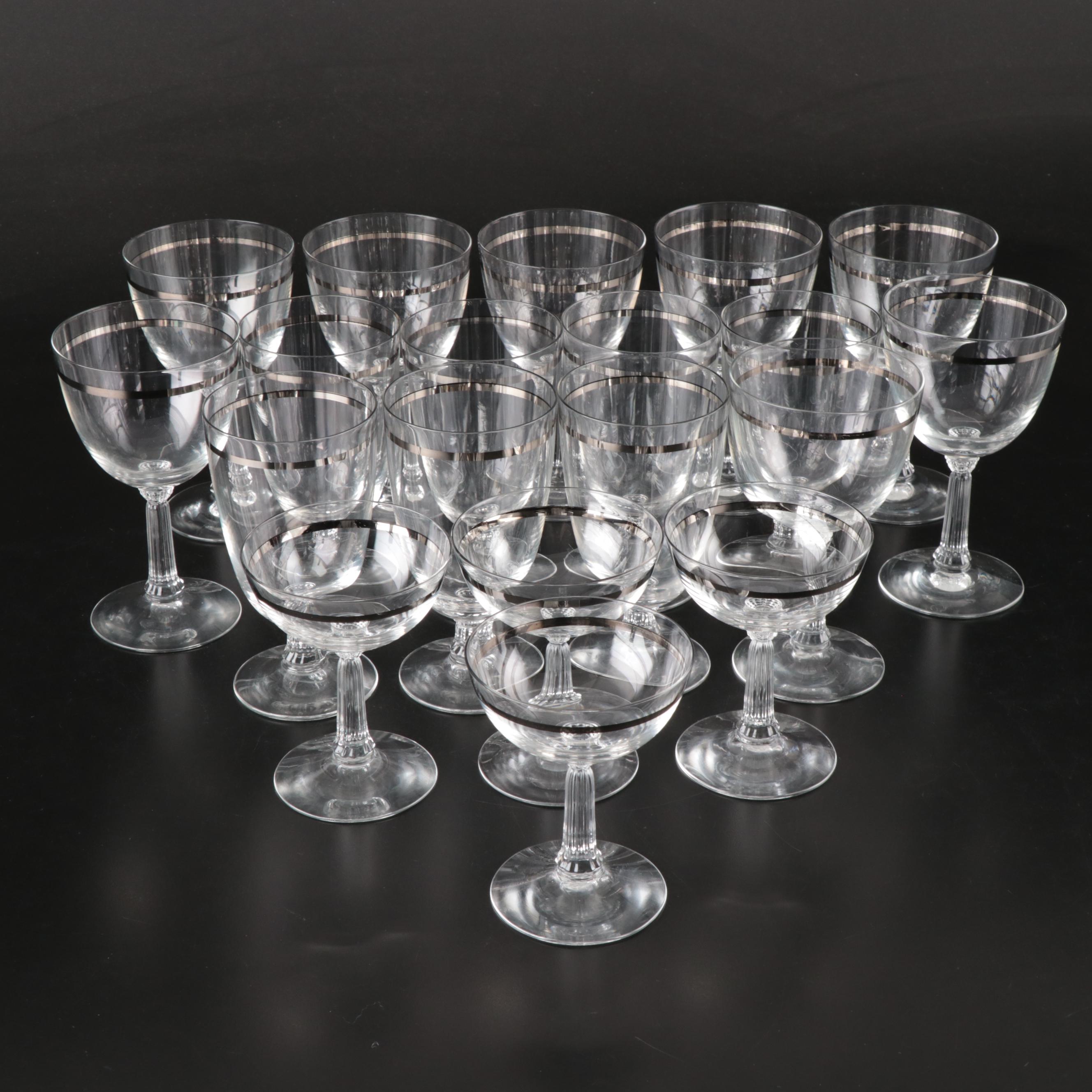 Fostoria "Reflection" Platinum Finish Banded Stemware, 1952-1971