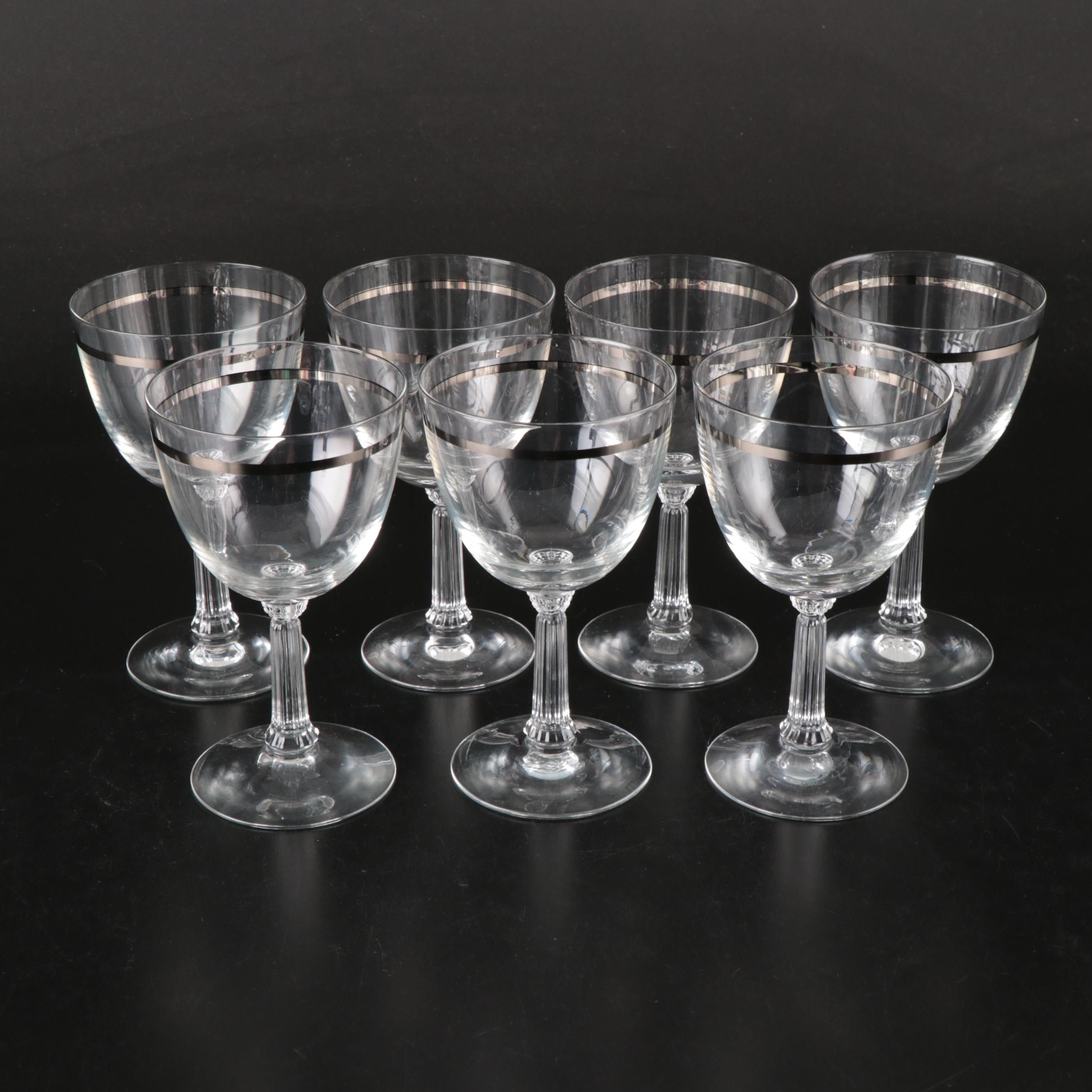 Fostoria "Reflection" Platinum Finish Banded Stemware, 1952-1971