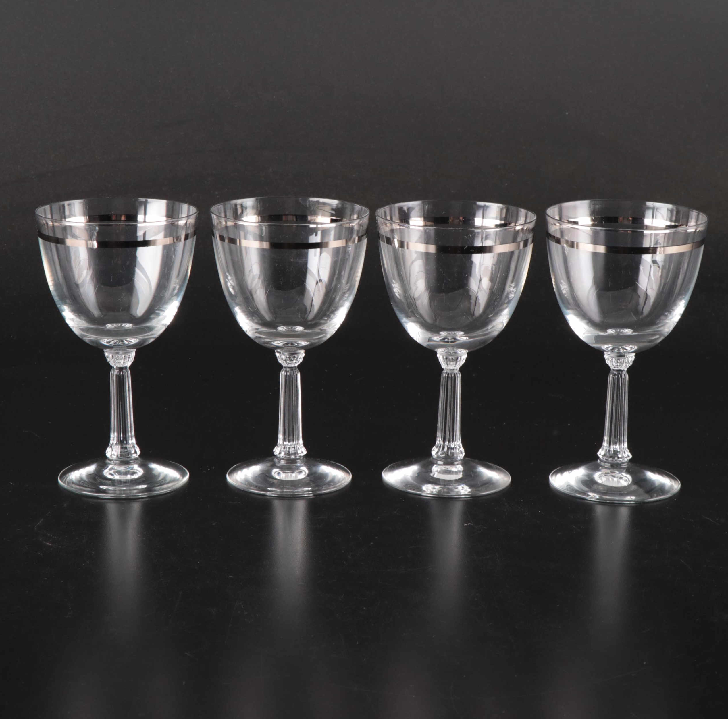 Fostoria "Reflection" Platinum Finish Banded Stemware, 1952-1971