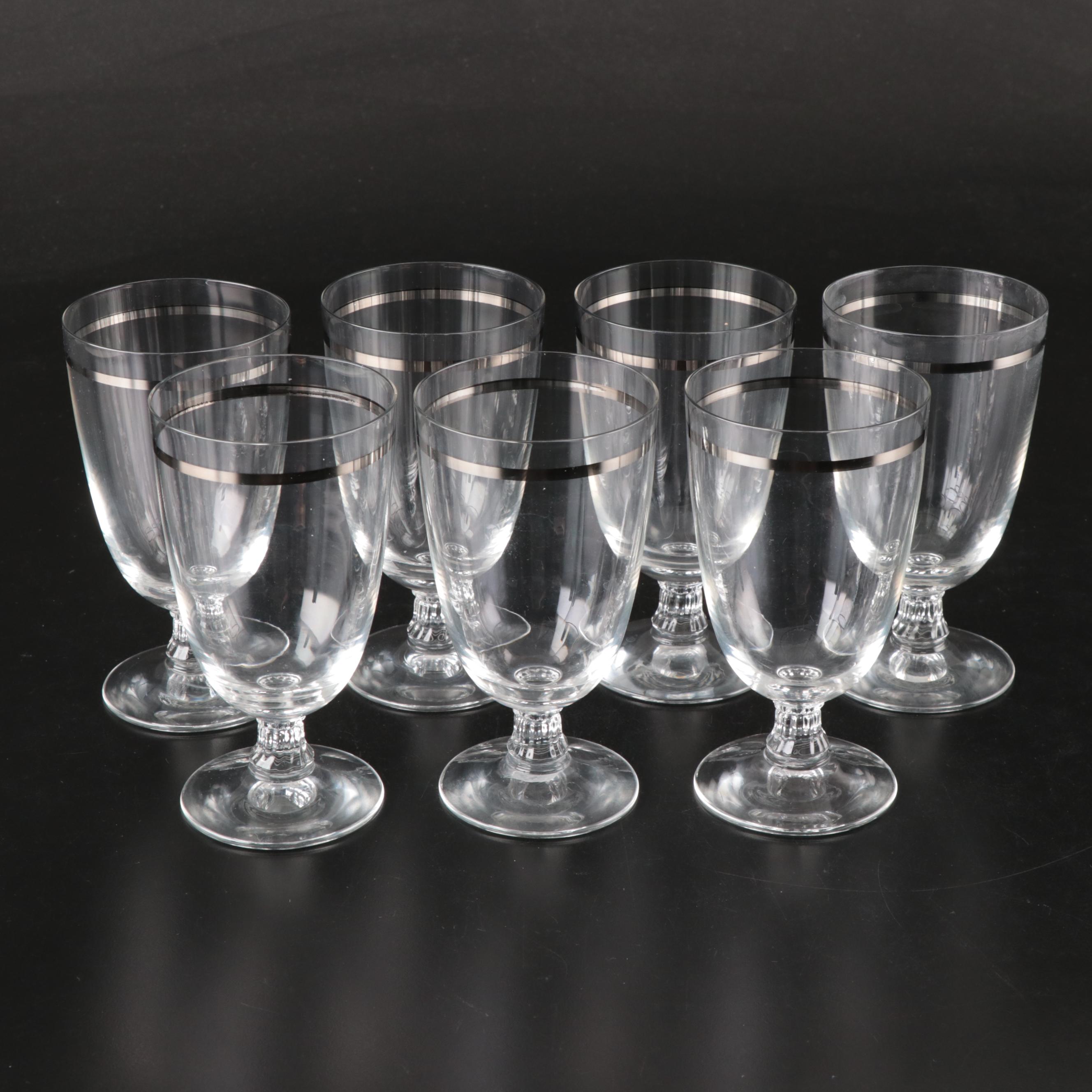 Fostoria "Reflection" Platinum Finish Banded Stemware, 1952-1971