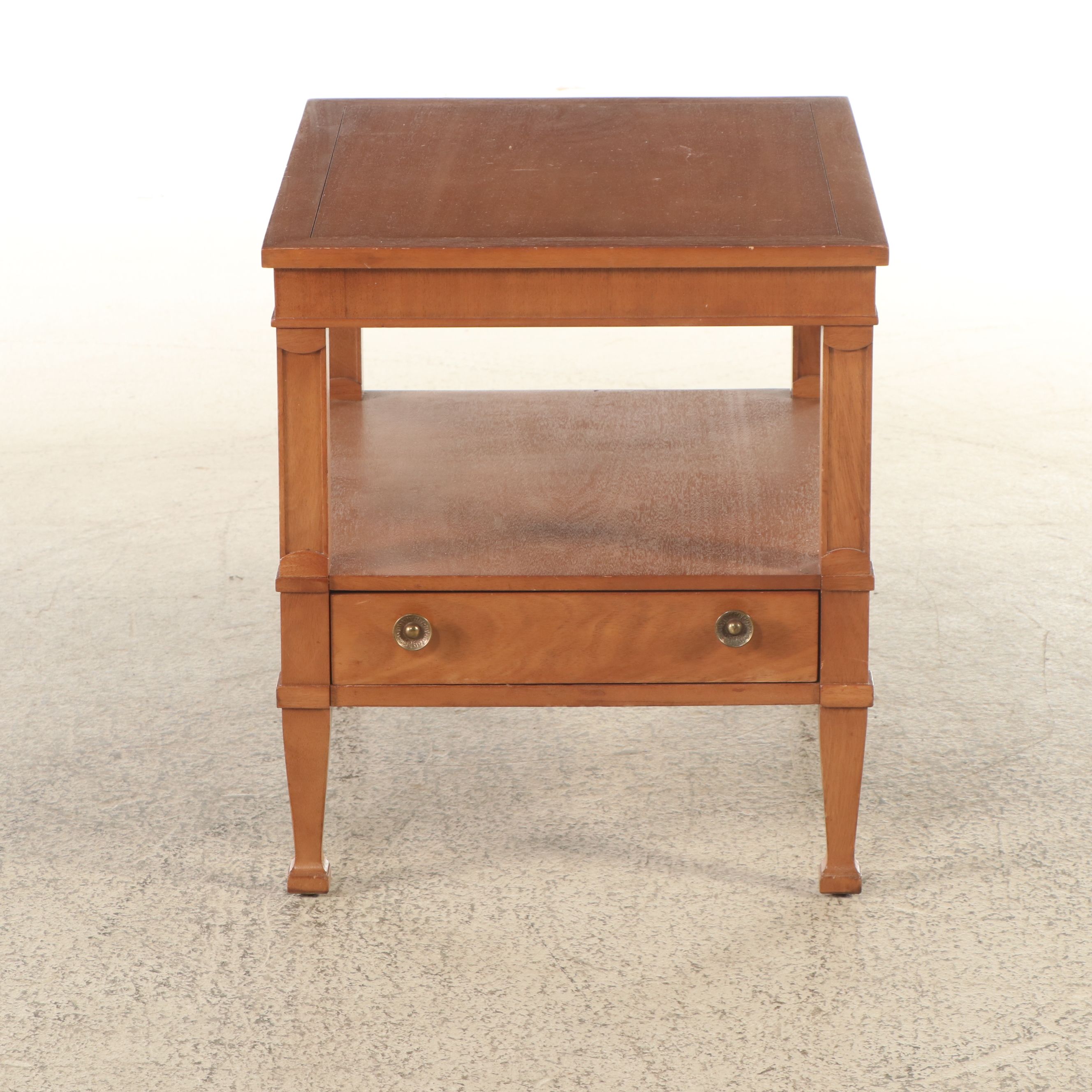 Drexel Heritage Triune Pecan Finish Two-Tier End Table, c. 1960s