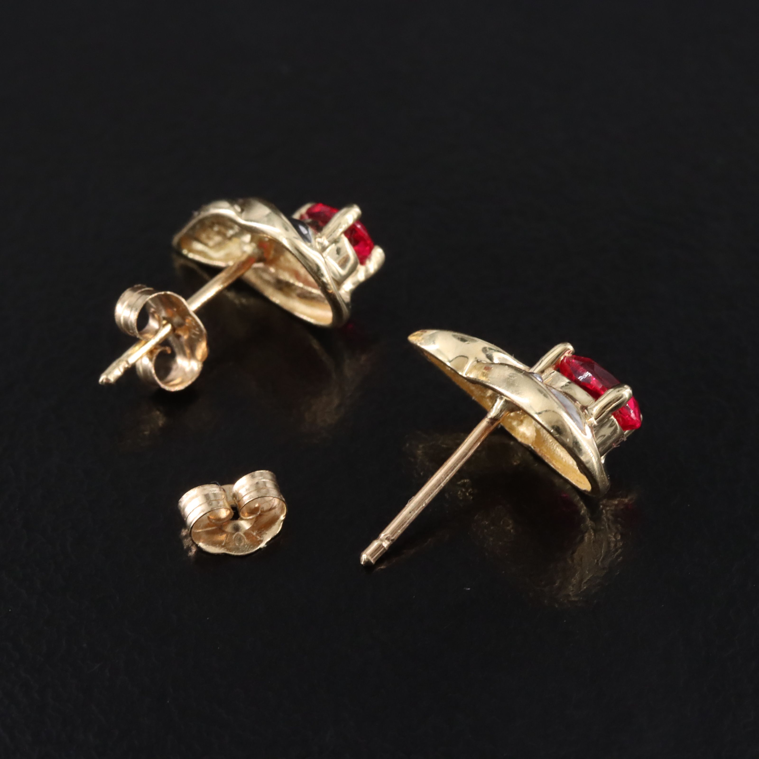 10K Ruby and Diamond Teardrop Earrings