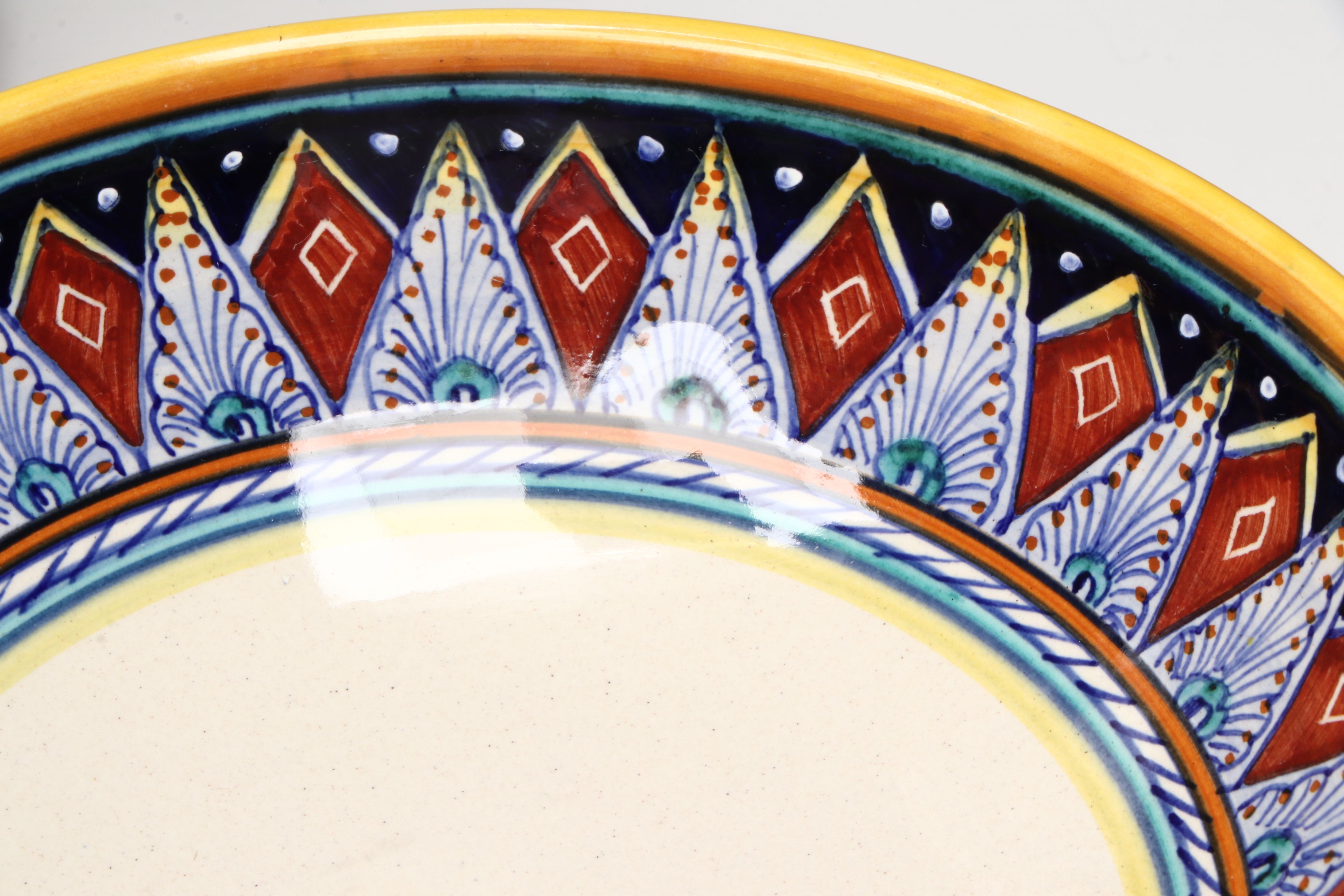 Italian Hand-Painted Majolica Dinner and Salad Plates with Bowls