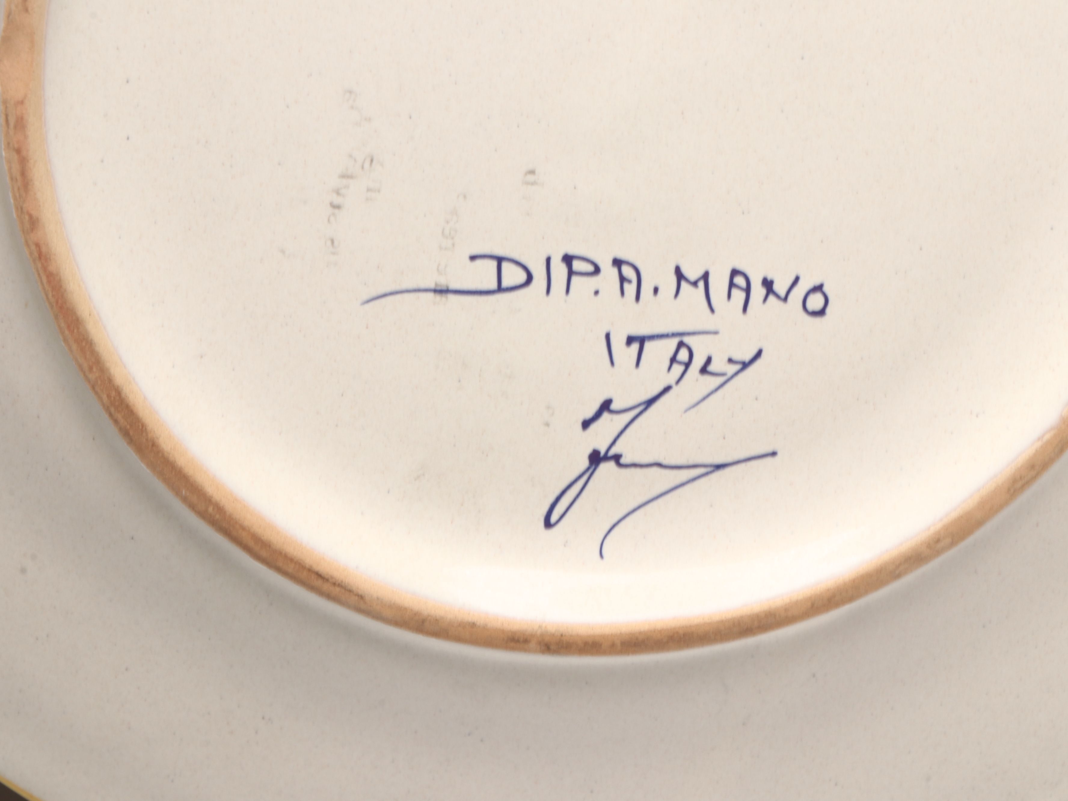 Italian Hand-Painted Majolica Dinner and Salad Plates with Bowls