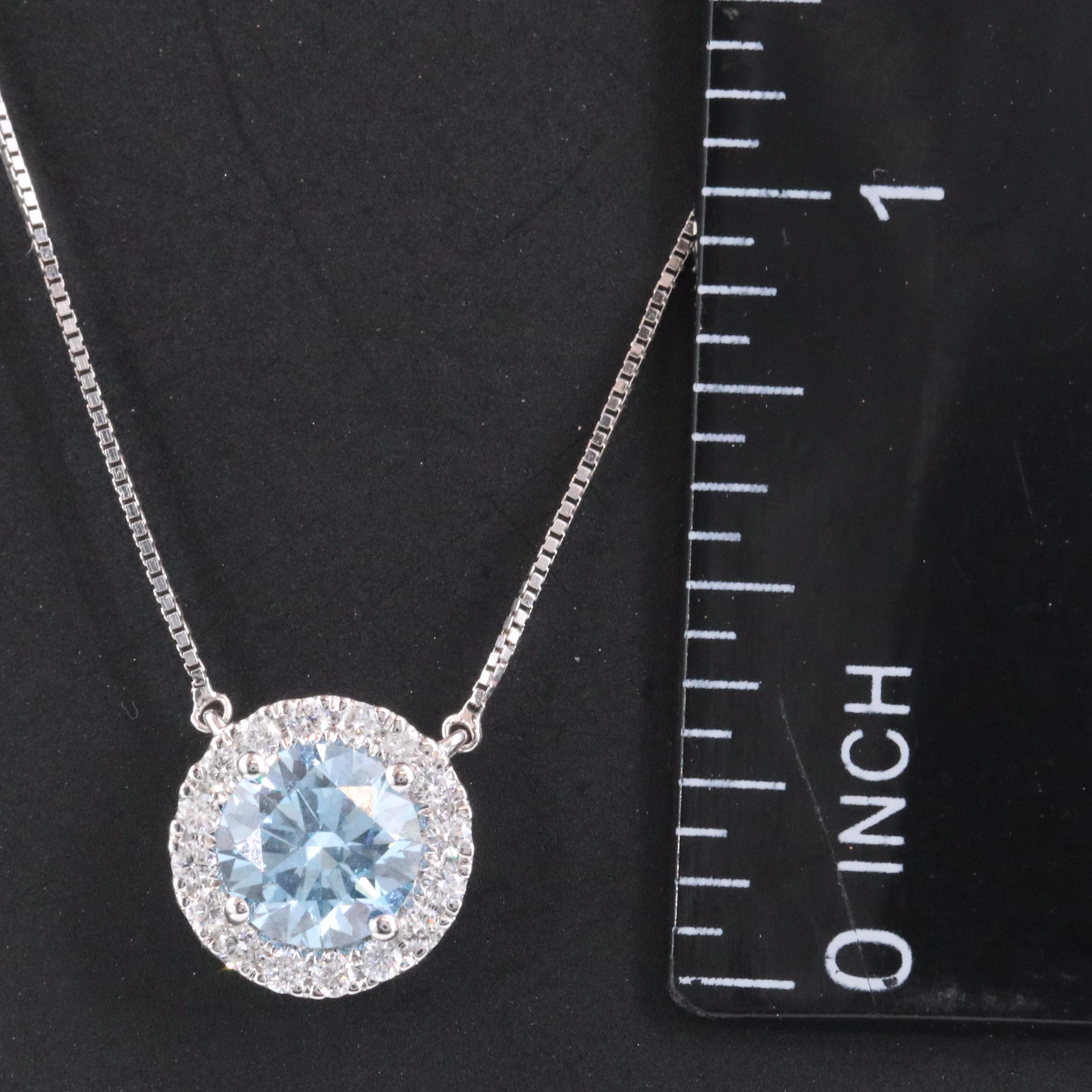 14K 1.16 CTW Lab Grown Diamond Necklace with Fancy Blue Center