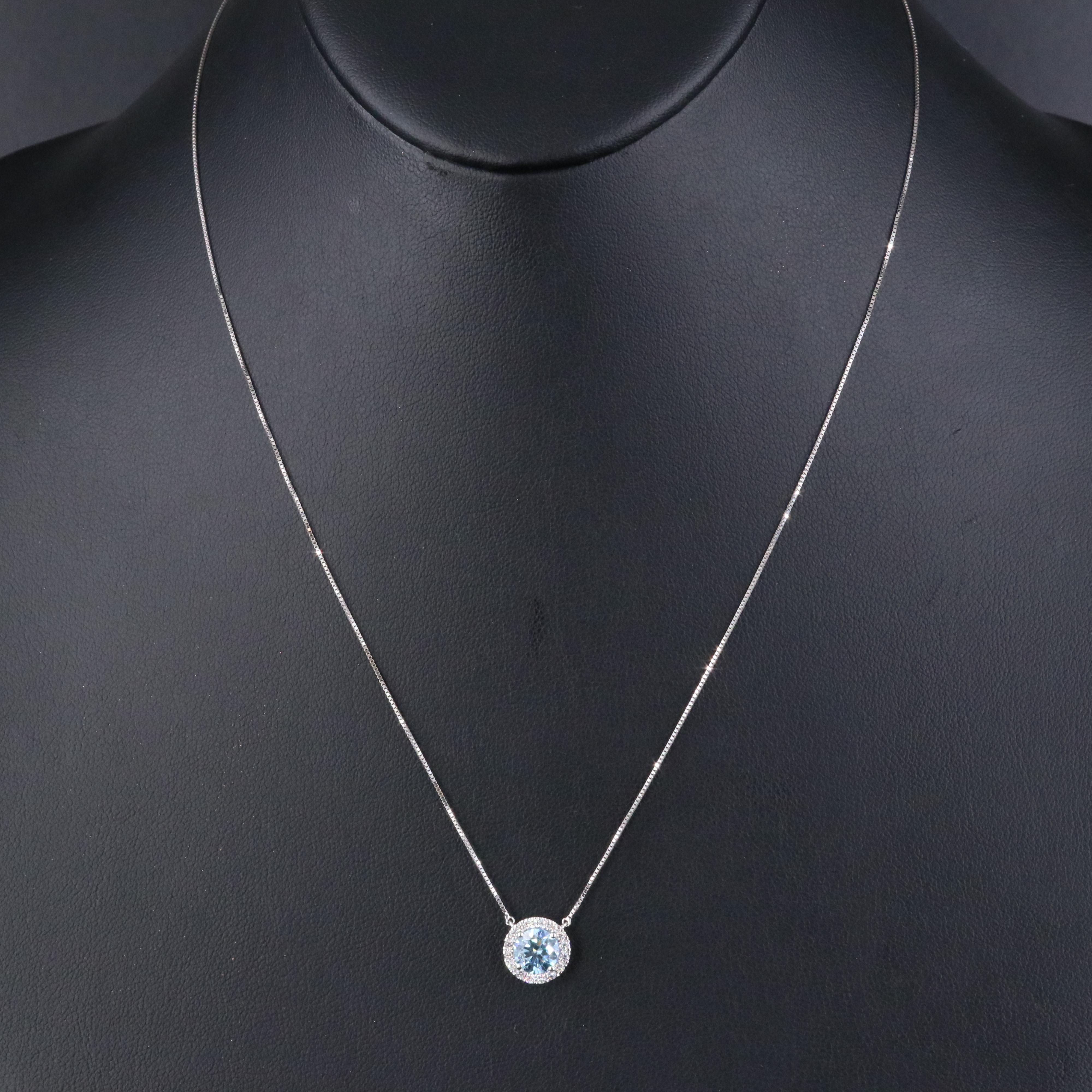 14K 1.16 CTW Lab Grown Diamond Necklace with Fancy Blue Center