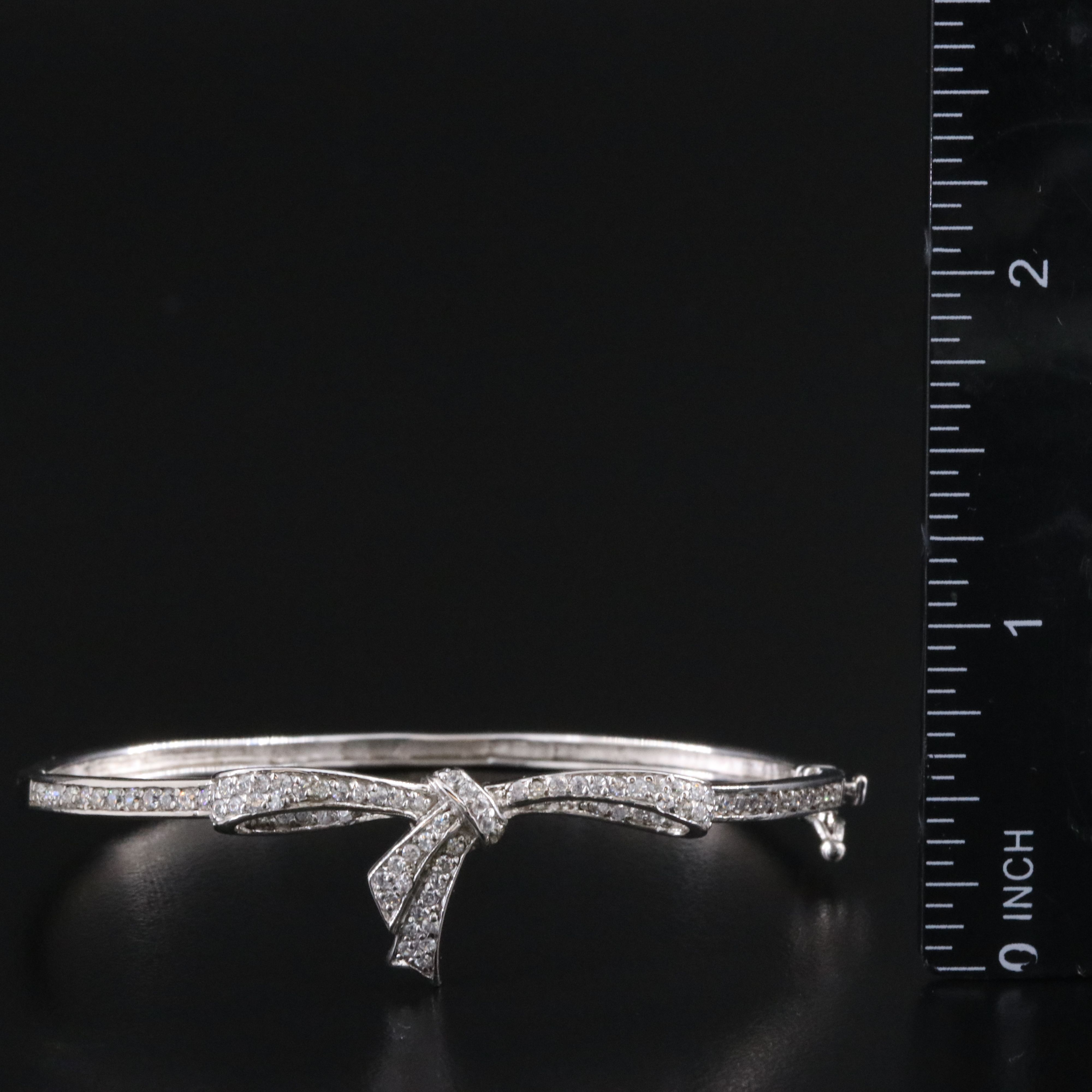 Sterling CZ Bow Hinged Bangle Bracelet