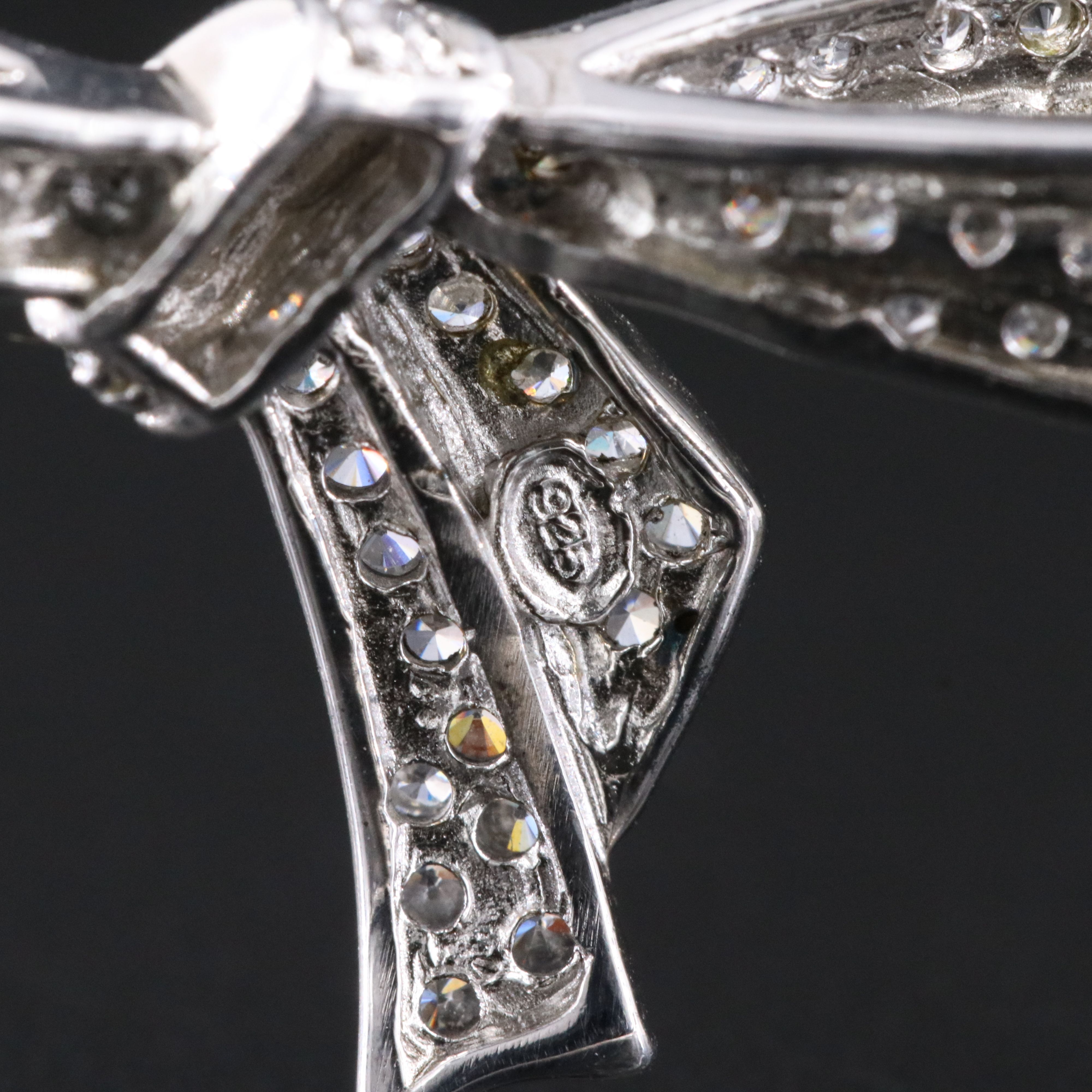 Sterling CZ Bow Hinged Bangle Bracelet