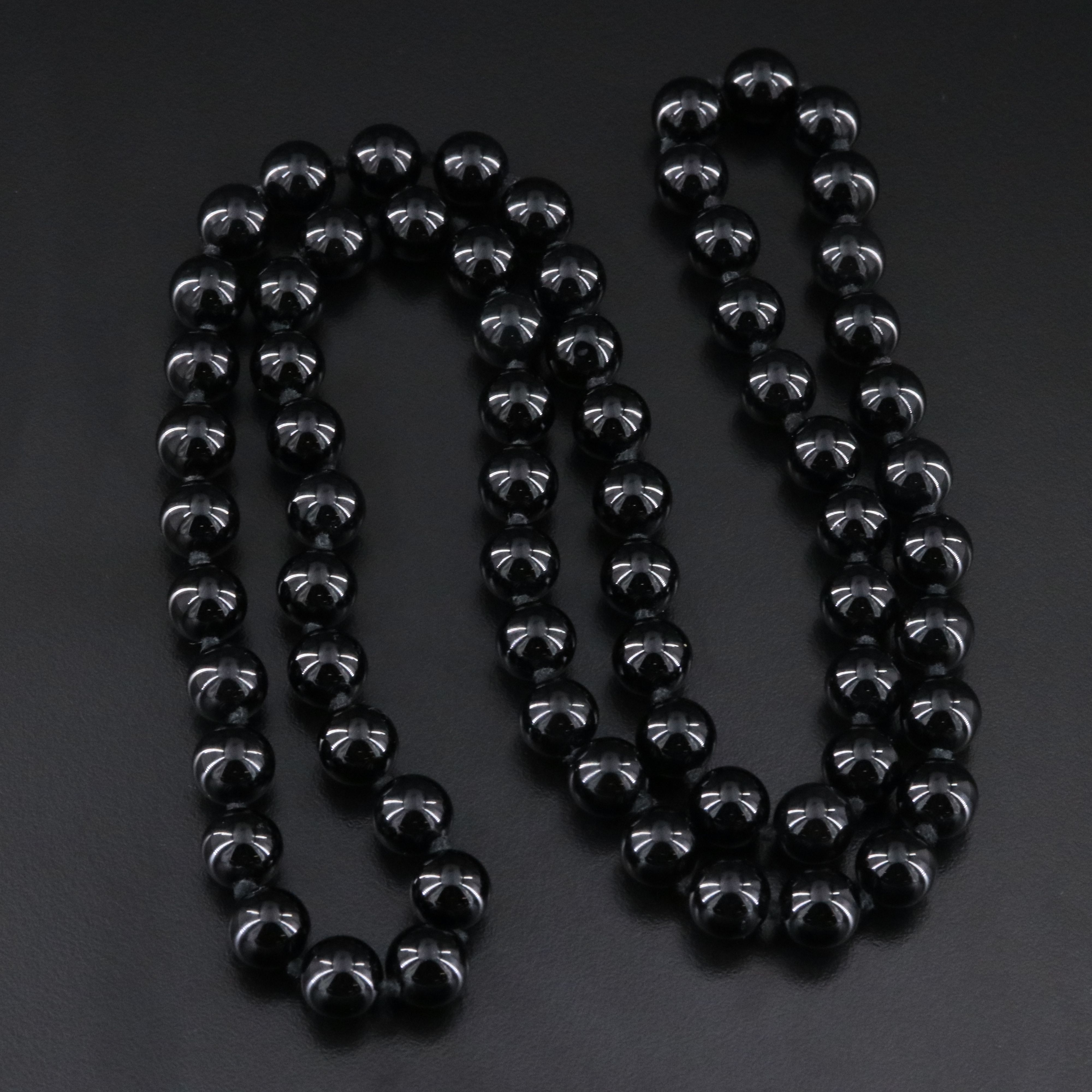 Endless Black Onyx Bead Necklace