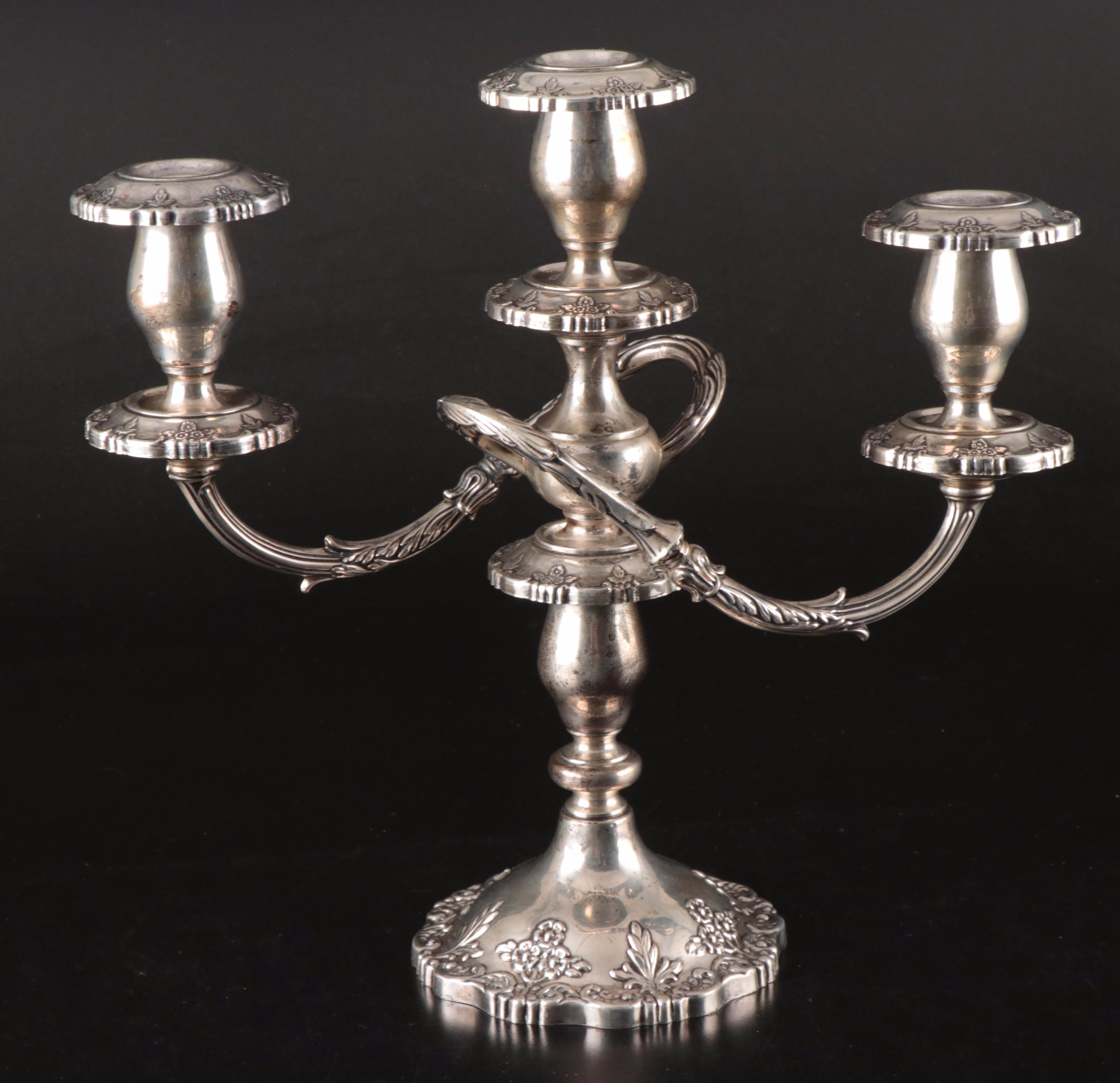 Fisher "English Rose" Sterling Silver Candelabra