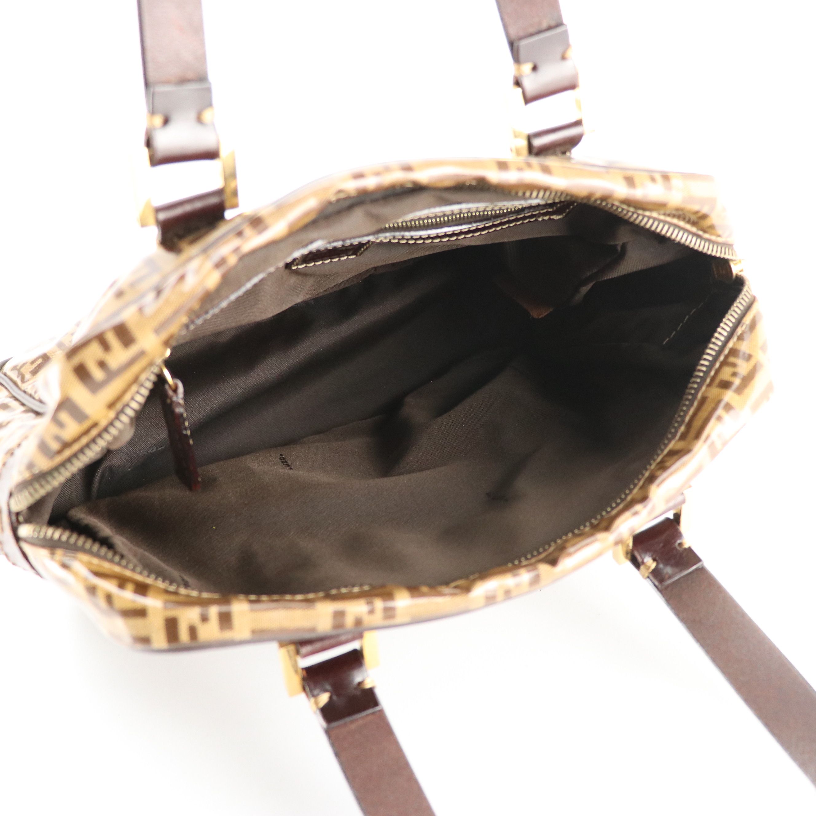 Fendi Handbag in Vinyl Coated Zucchino Canvas with Leather Trim