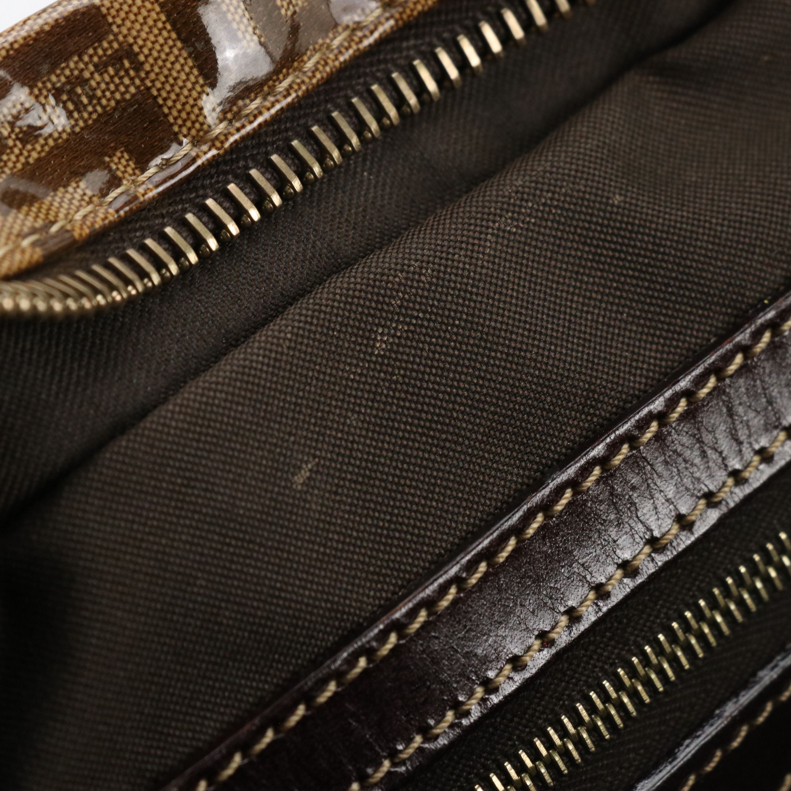 Fendi Handbag in Vinyl Coated Zucchino Canvas with Leather Trim