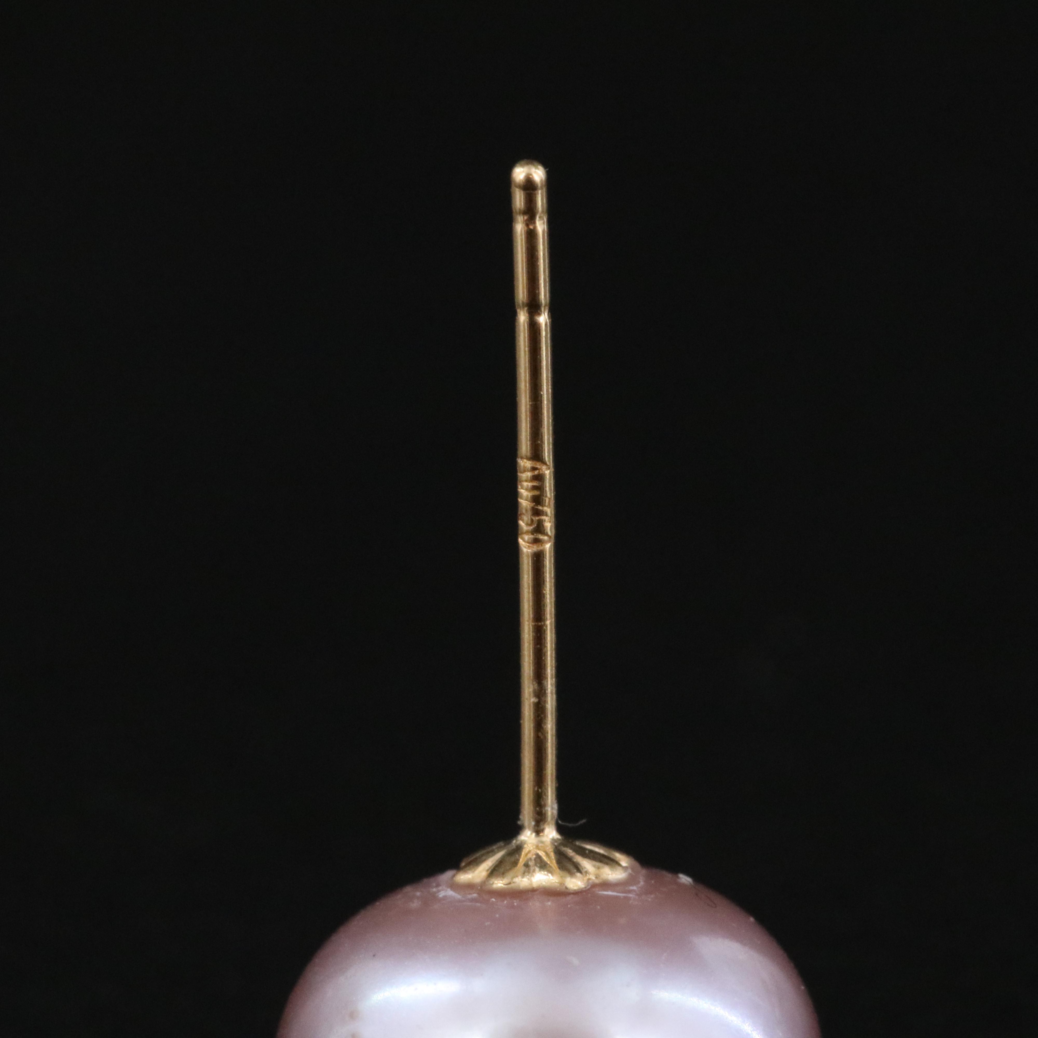 18K Pearl Stud Earrings with Carved Mother-of-Pearl Earring Enhancers