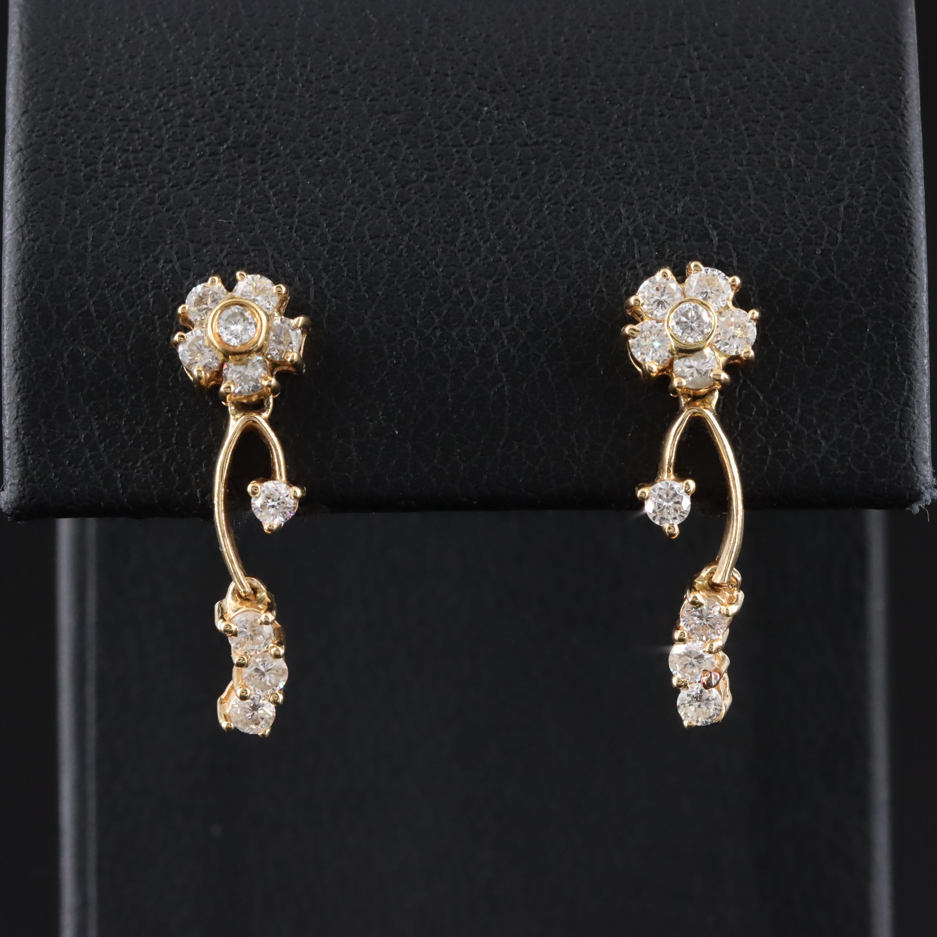 18K 0.52 CTW Diamond Floral Drop Earrings