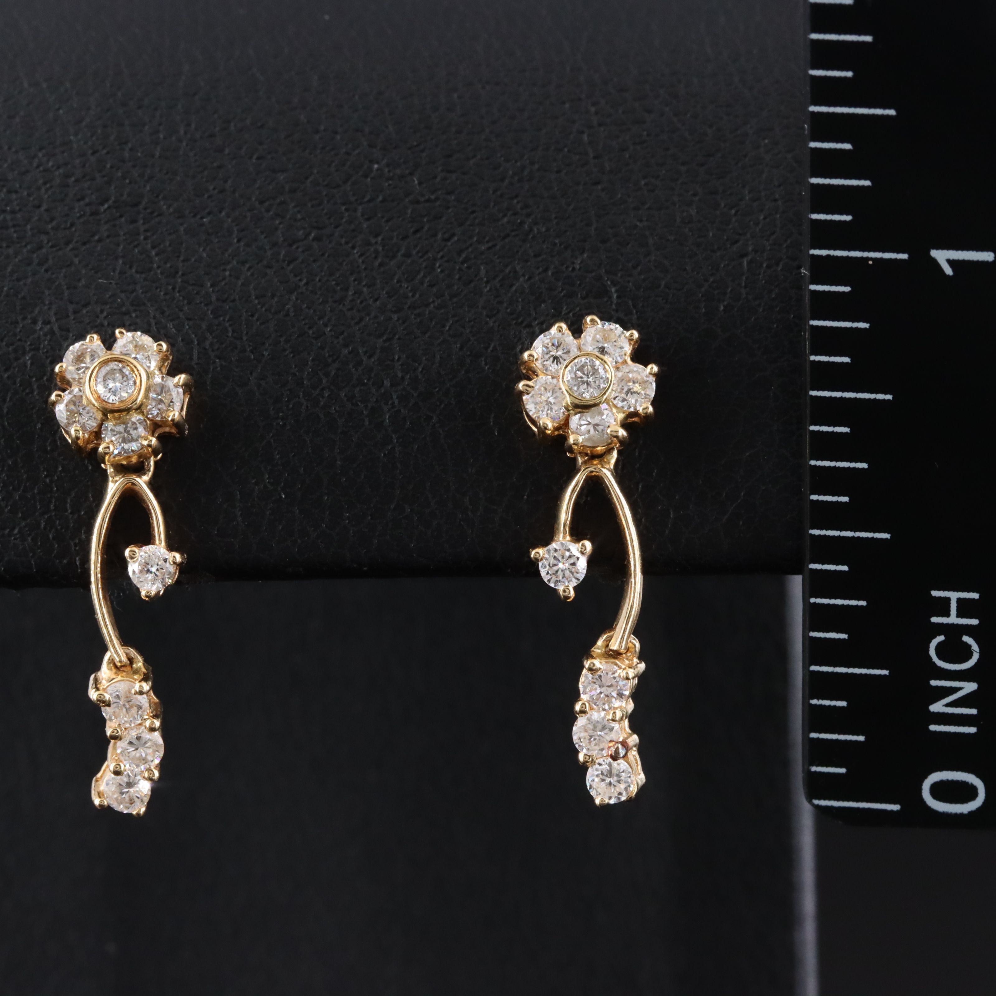 18K 0.52 CTW Diamond Floral Drop Earrings