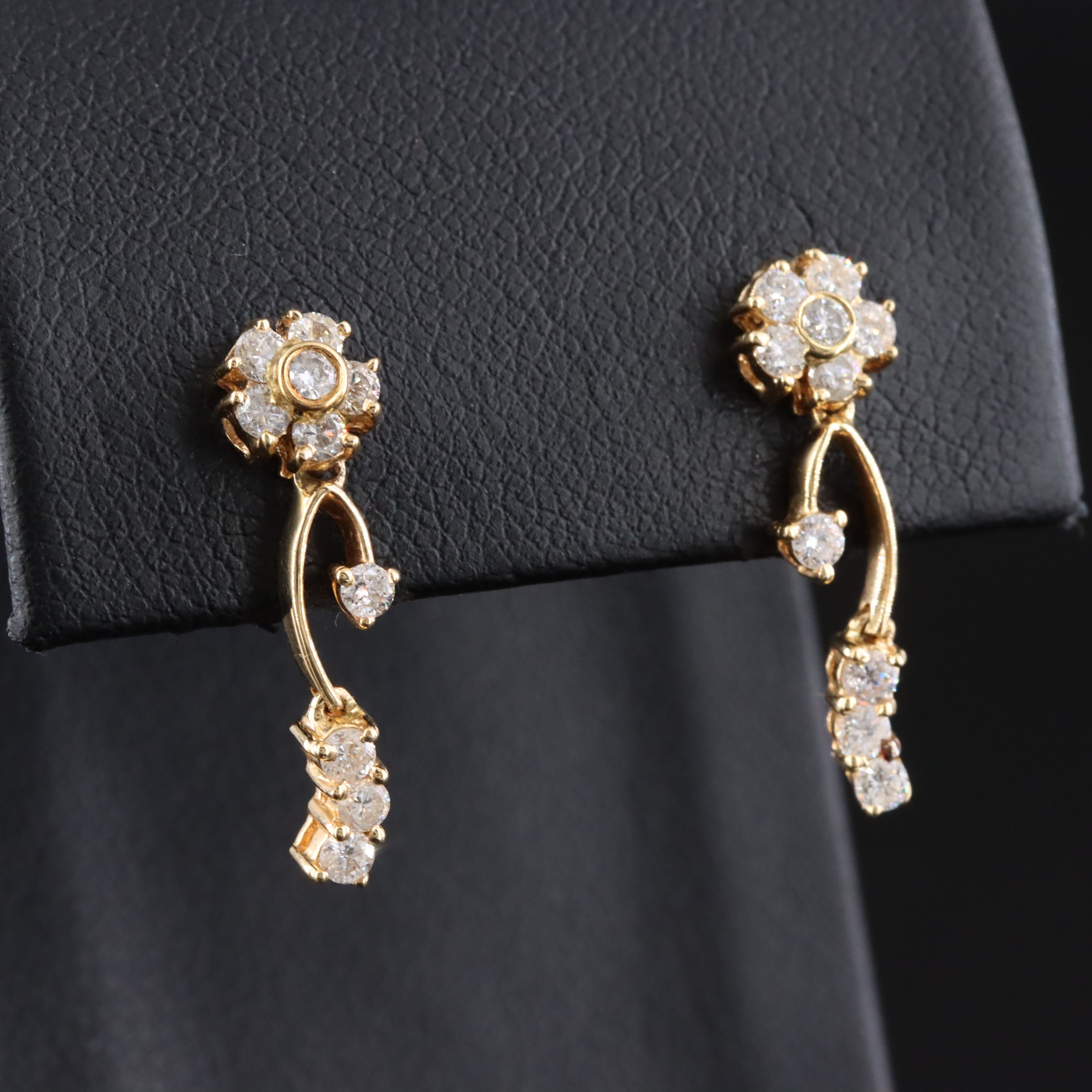 18K 0.52 CTW Diamond Floral Drop Earrings